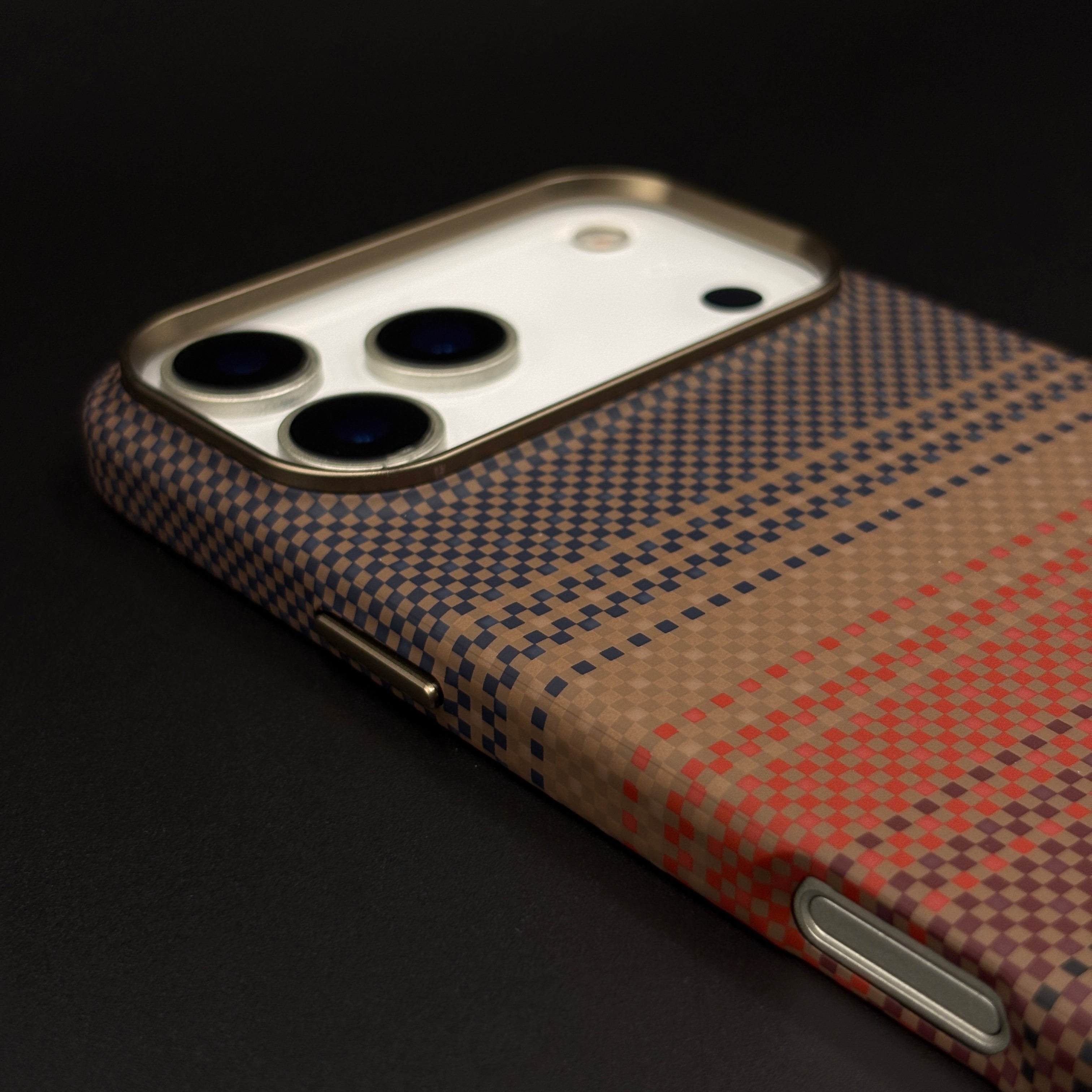 Carbon Texture Sunset Stripe Mobile Case Cover for iPhone 17 Series | Rare Aramid Texture Finish | Real Carbon Fibre Feel | Hidden MagSafe