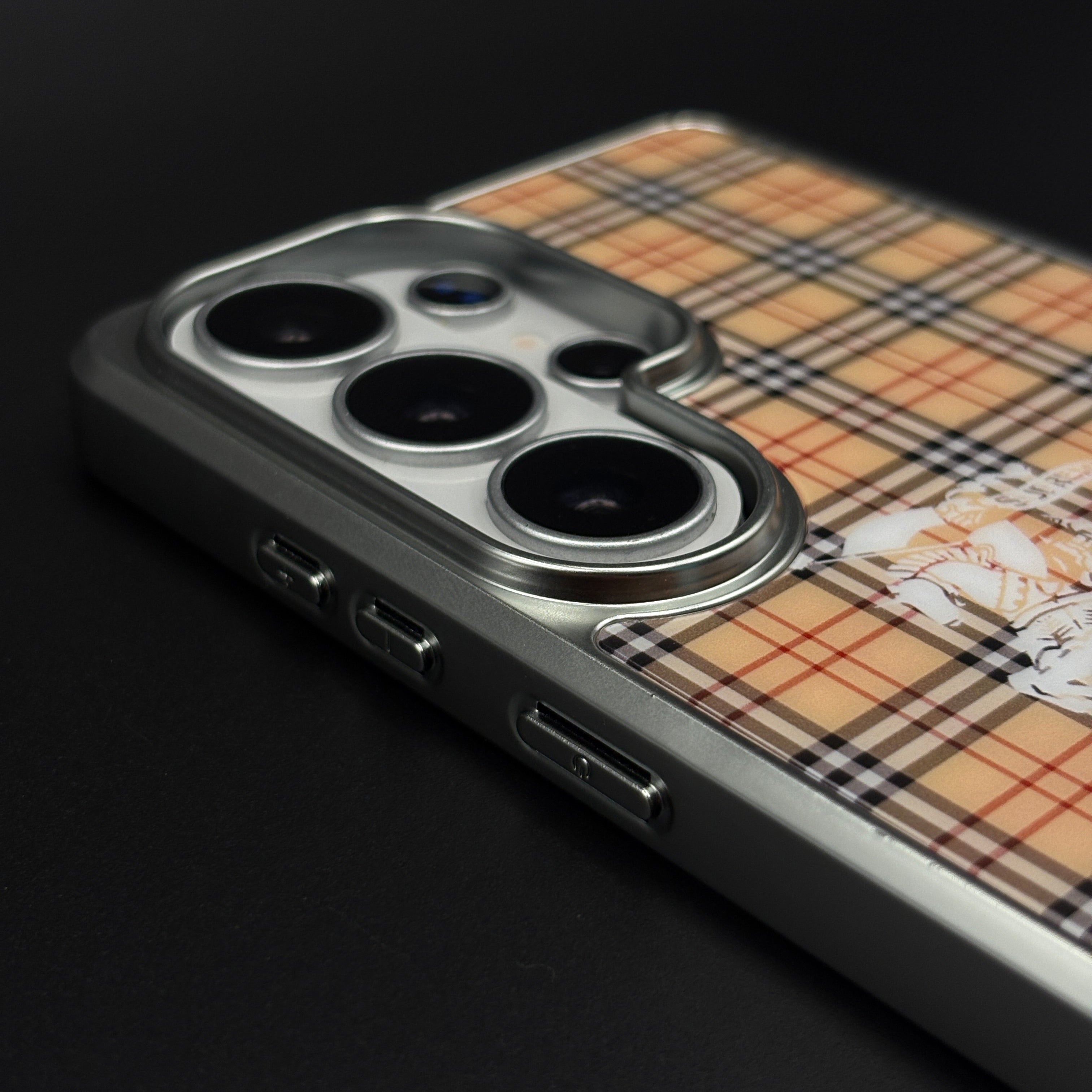 BBRY Check Plaid Metal Style Frame Case for Samsung Galaxy S26 Ultra