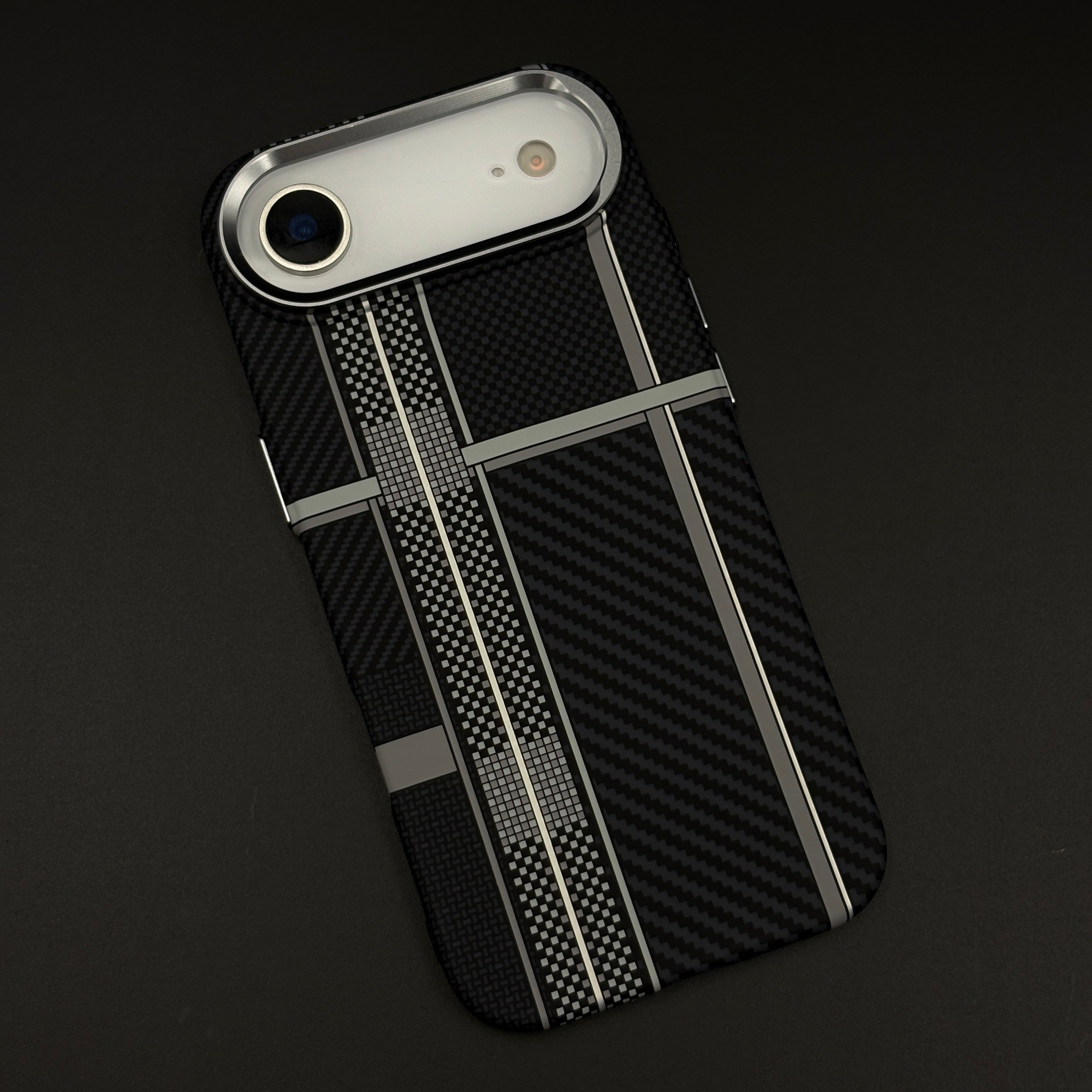 Striped Black Slim Mobile Case Cover for iPhone 17 Air | Rare Aramid Texture Finish | Real Carbon Fibre Feel | Hidden MagSafe