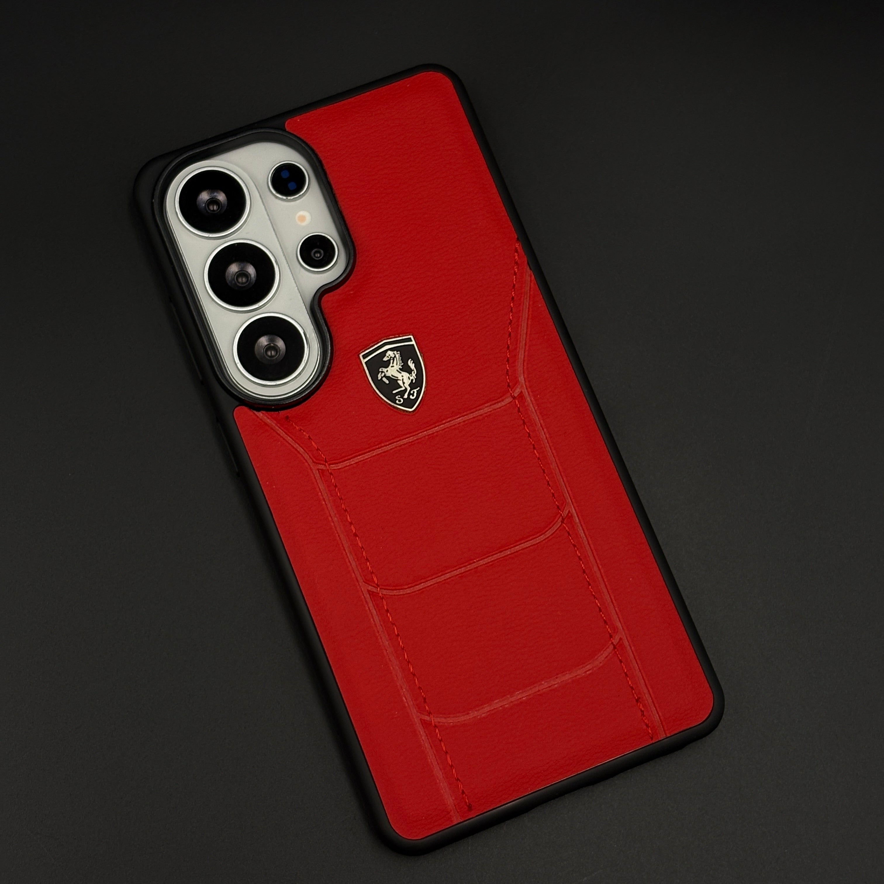 Luxury FR Stitched Red Leather Case for Samsung Galaxy S26 Ultra