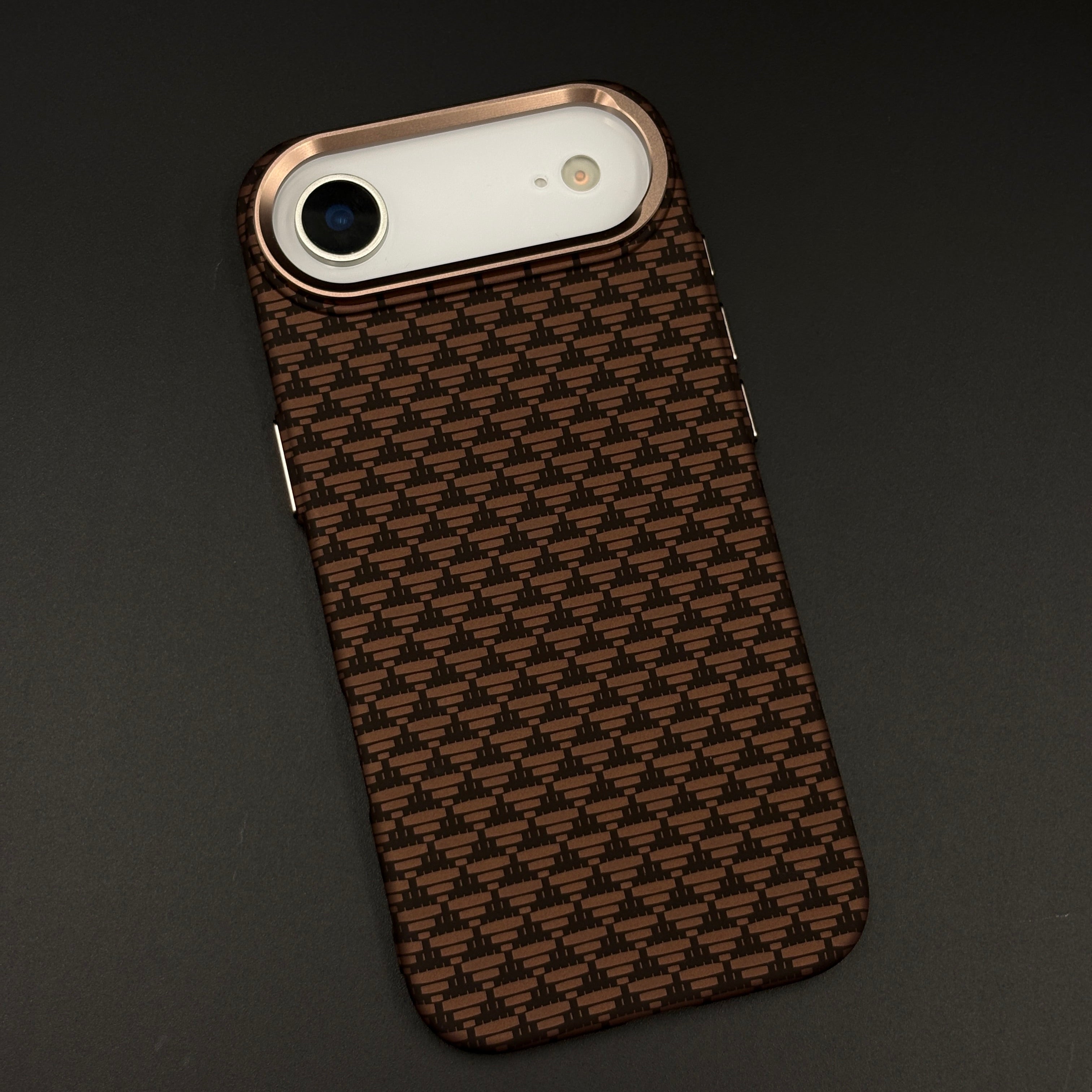 Brown Geometric Slim Mobile Case Cover for iPhone 17 Air | Rare Aramid Texture Finish | Real Carbon Fibre Feel | Hidden MagSafe