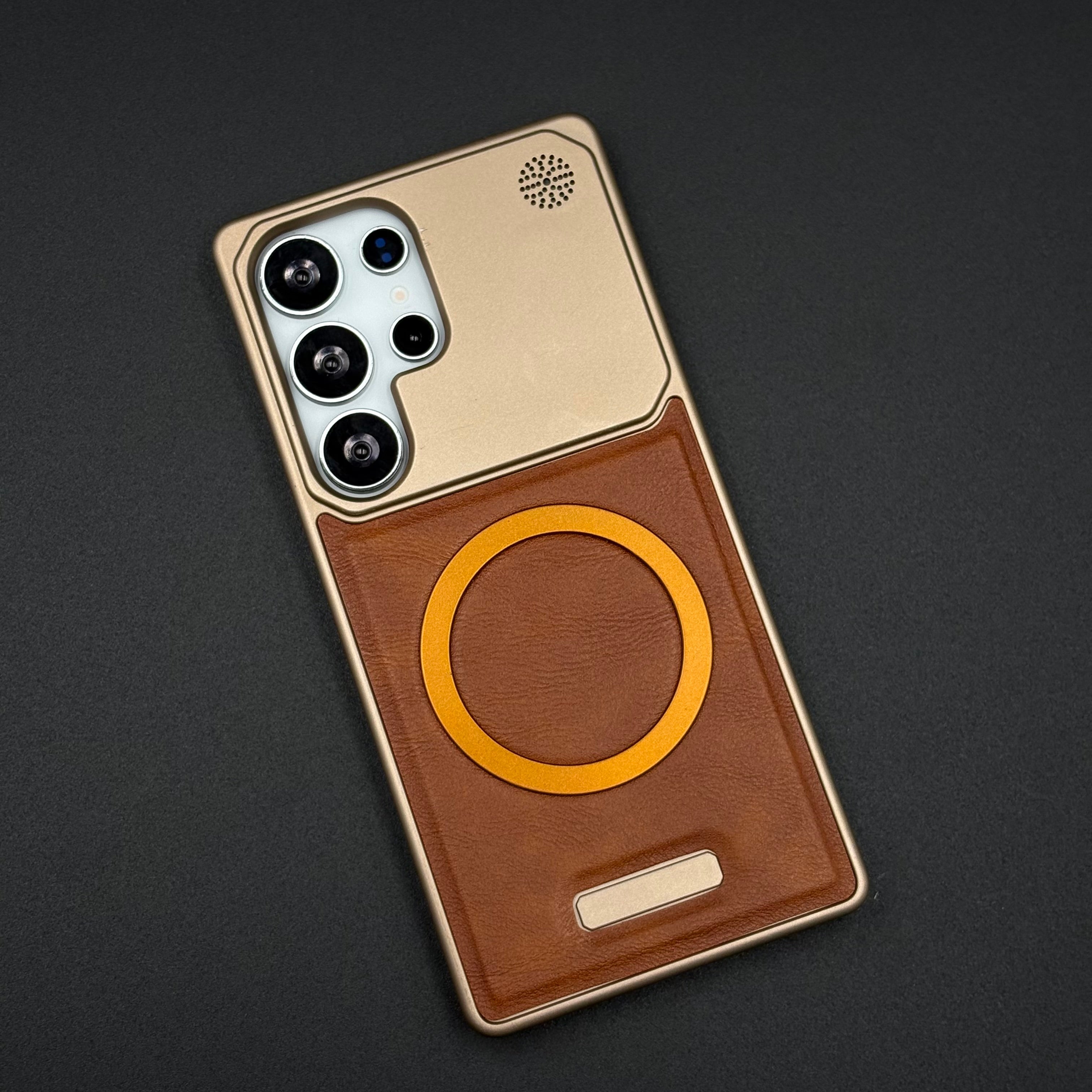 Luxury Leather MagSafe Case for Samsung Galaxy S25 Ultra | AeroFlex Hard Borderless Design