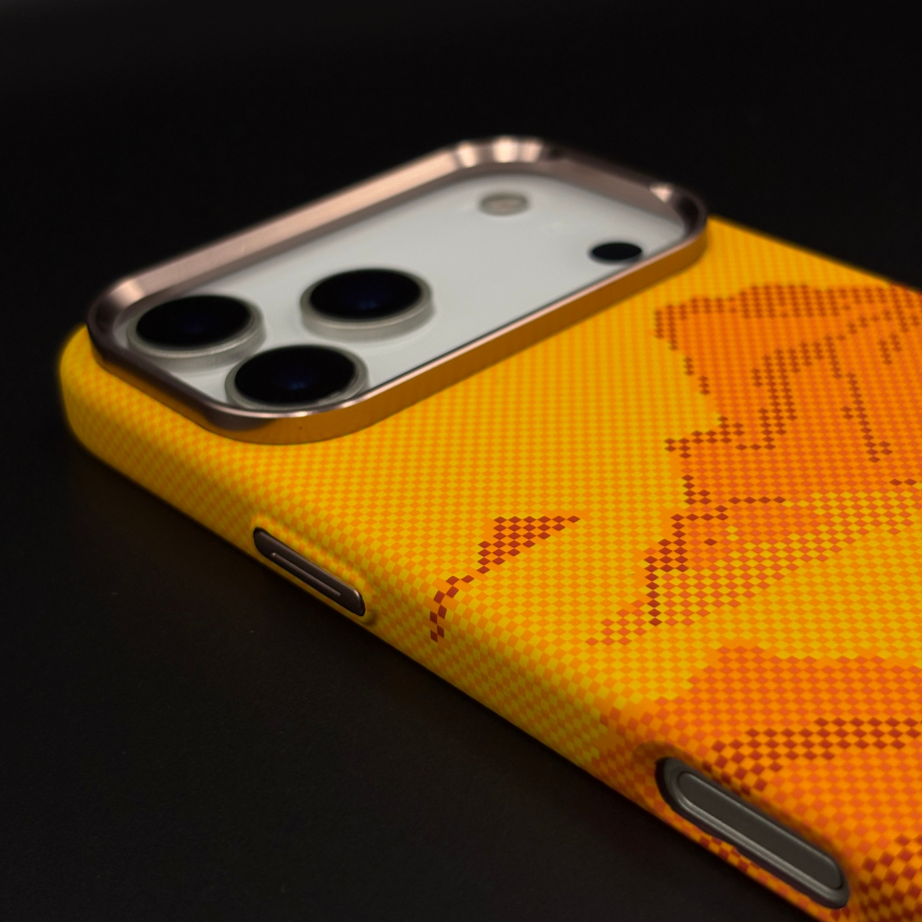 Desert Sunset Orange Aramid Phone Case Cover for iPhone 17 Series | Carbon Fibre Texture | Hidden MagSafe