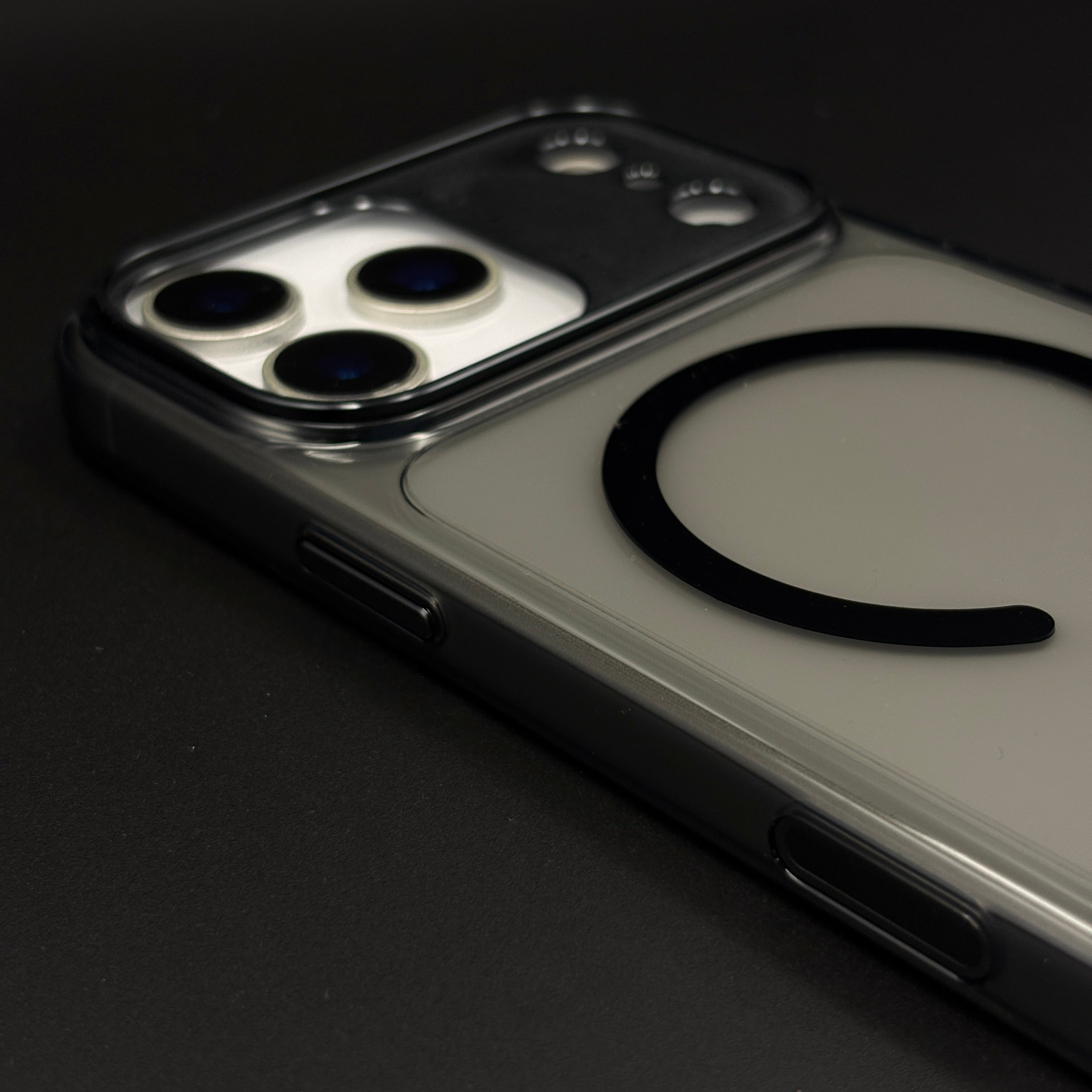 Smokey Transparent MagSafe Phone Case for iPhone 17 Series | Matte Black-Edge Clear Cover