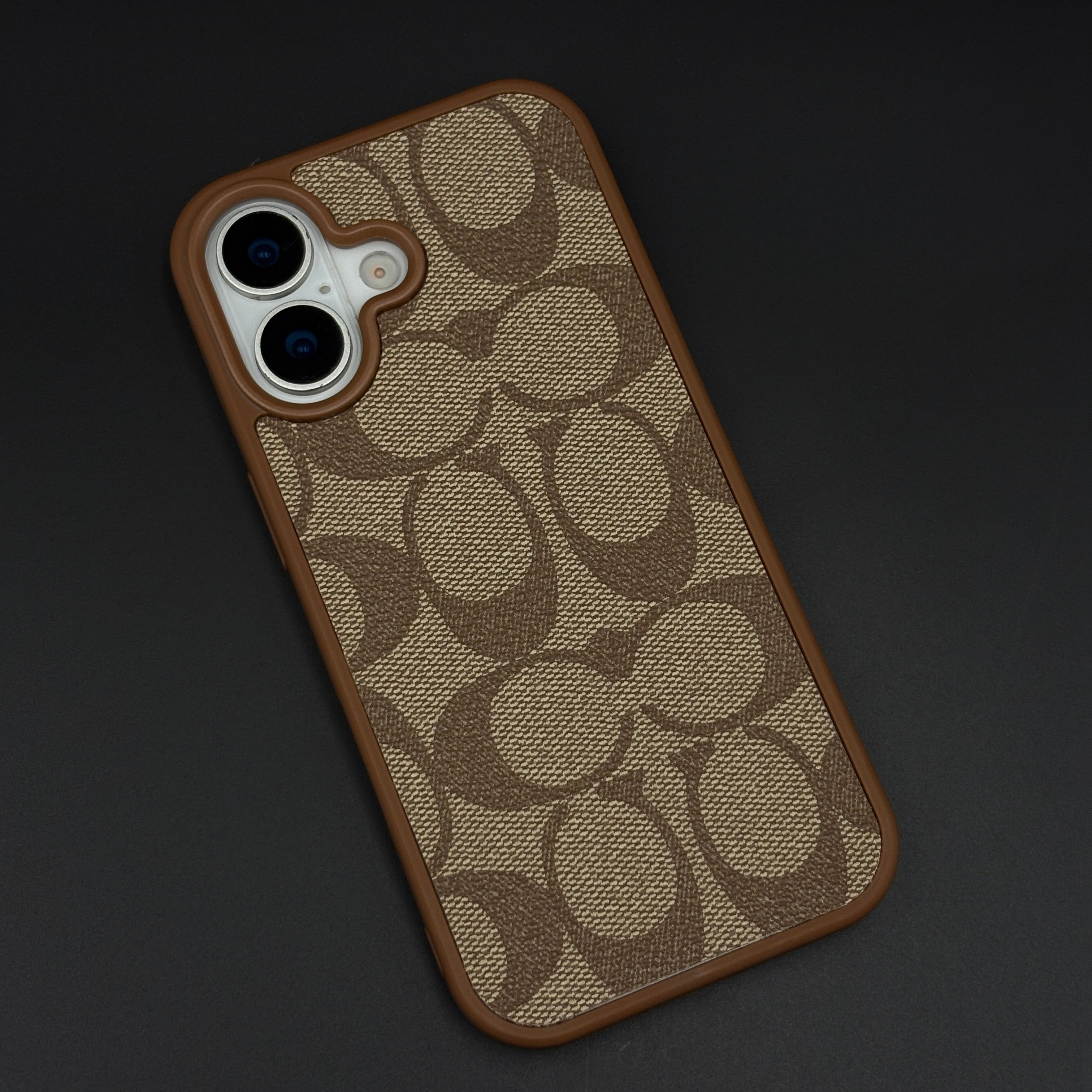 CC Pattern PU Leather Side Silicone Case for iPhone 17 | Monogram Soft Touch Protection