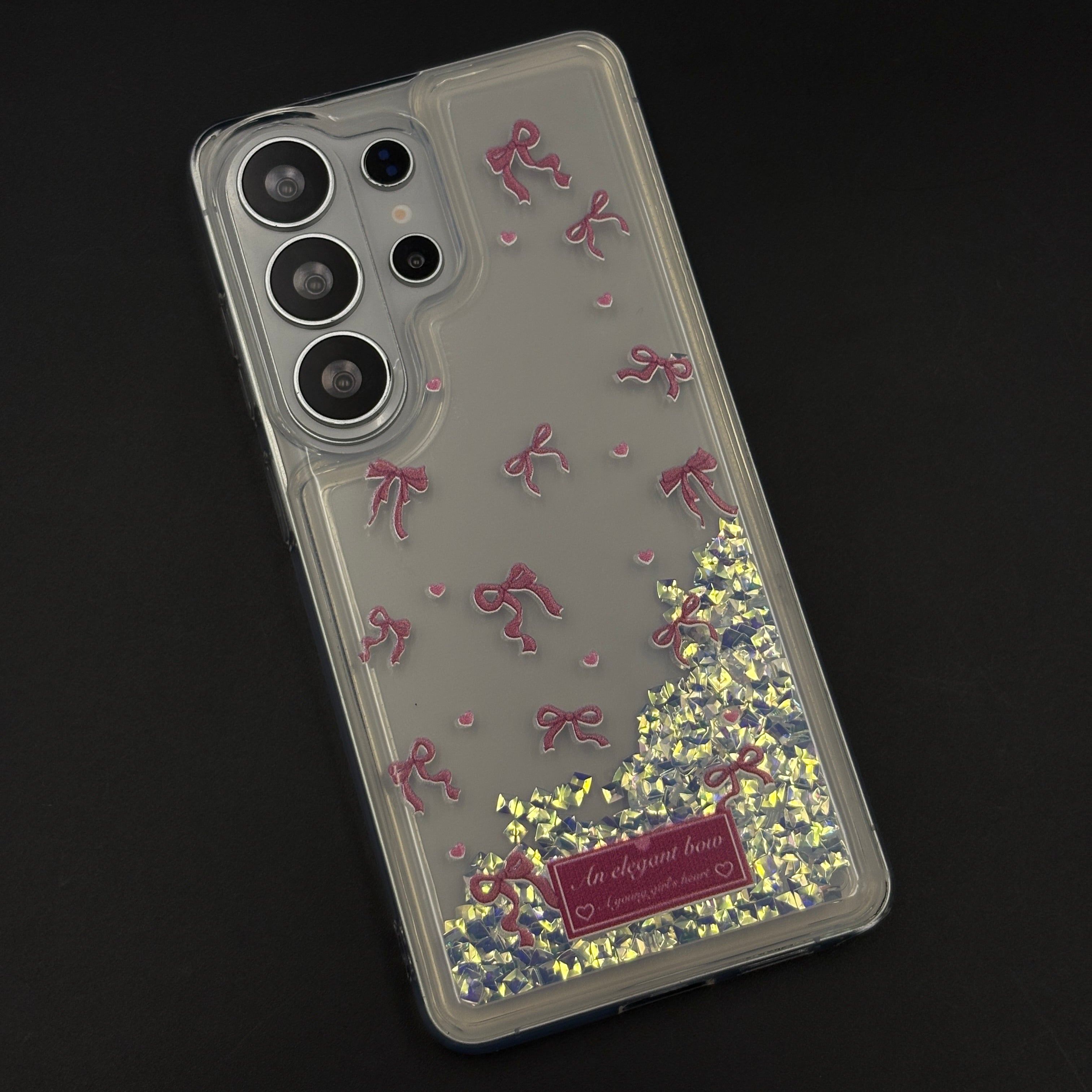 Floating Glitter Elegant Bow Mobile Case Cover for Samsung Galaxy S26 Ultra