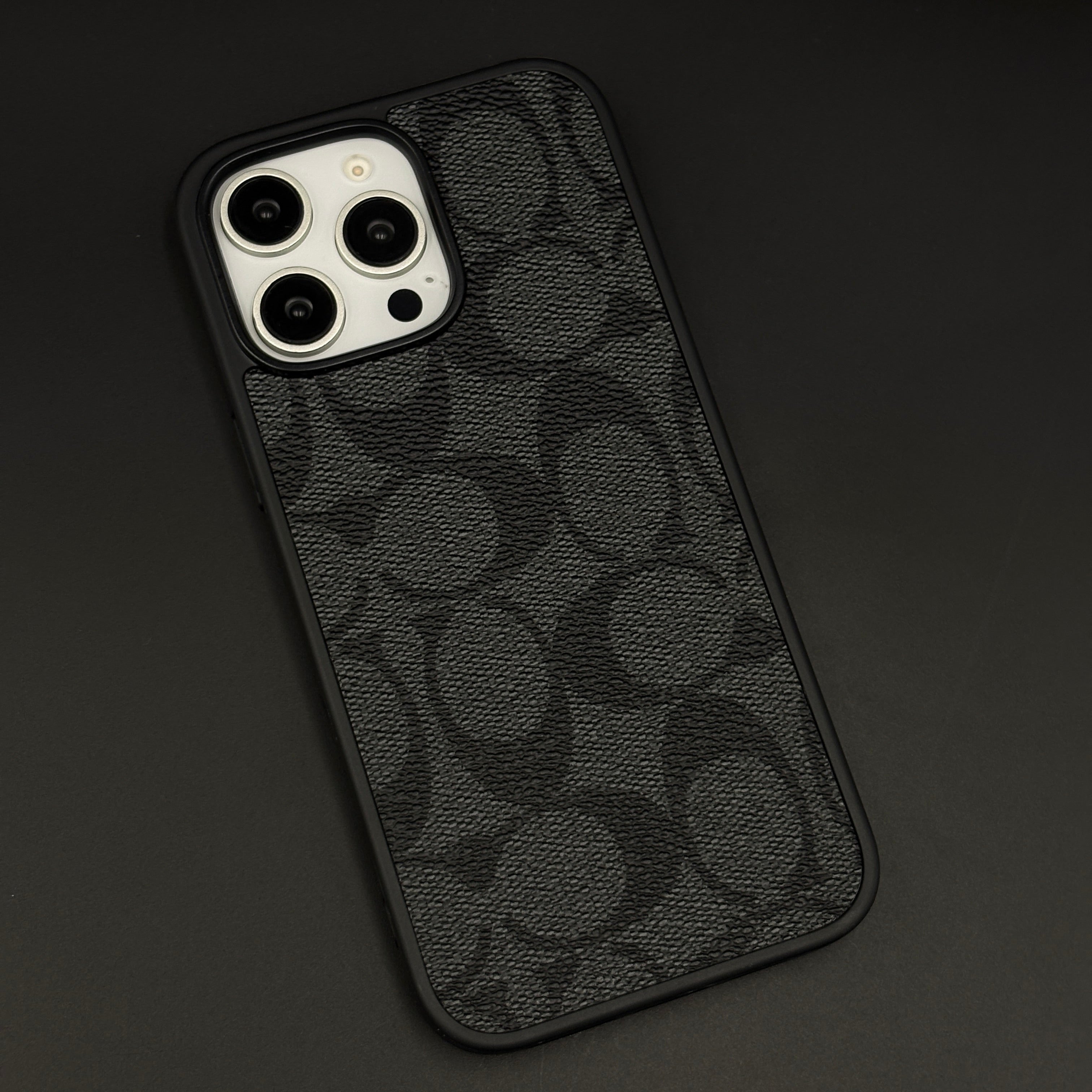 CC Pattern PU Leather Side Silicone Case for iPhone 16 Pro Max | Monogram Soft Touch Protection