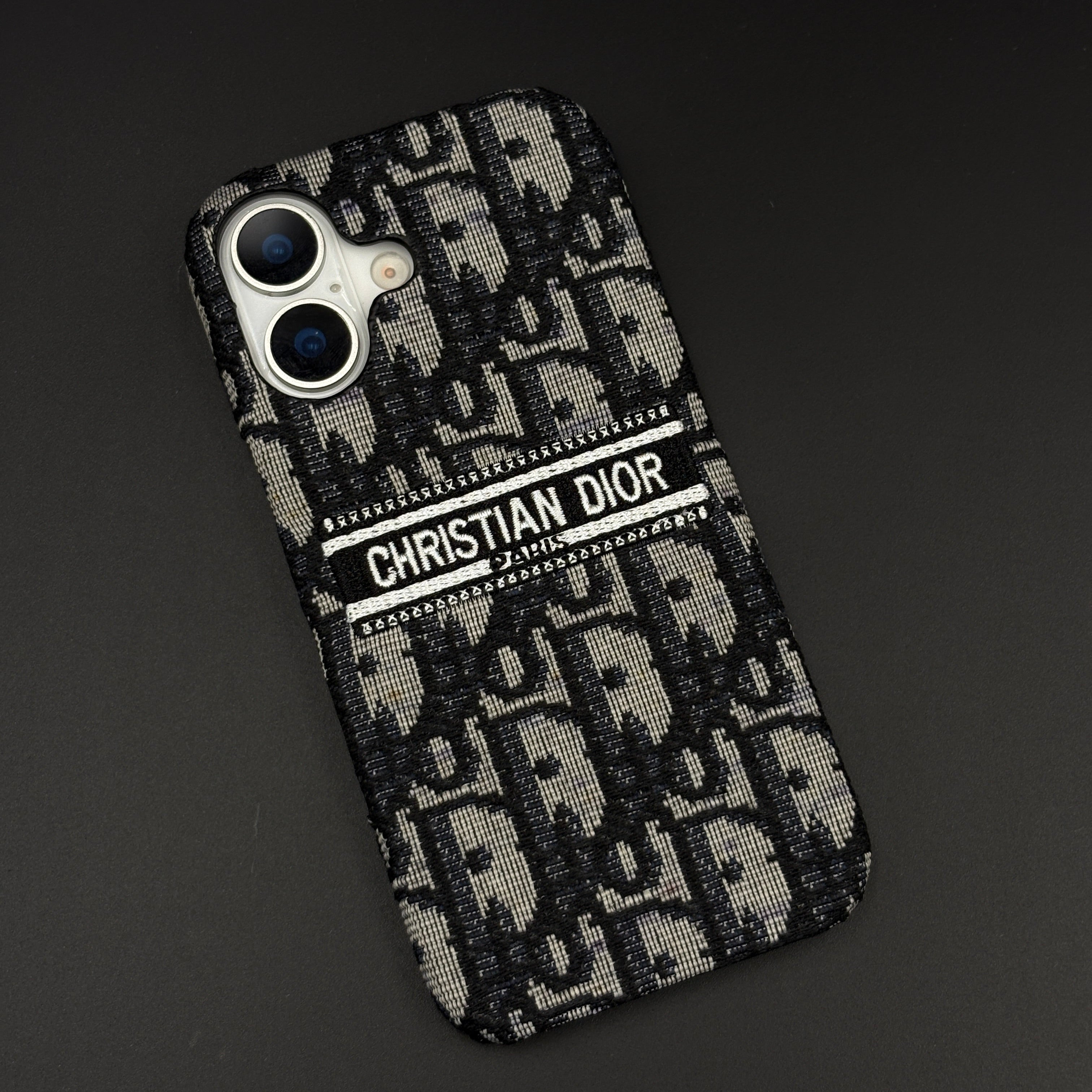 Embroidered Designer Fabric CD Case for iPhone 17 | Sophisticated Slim Cover