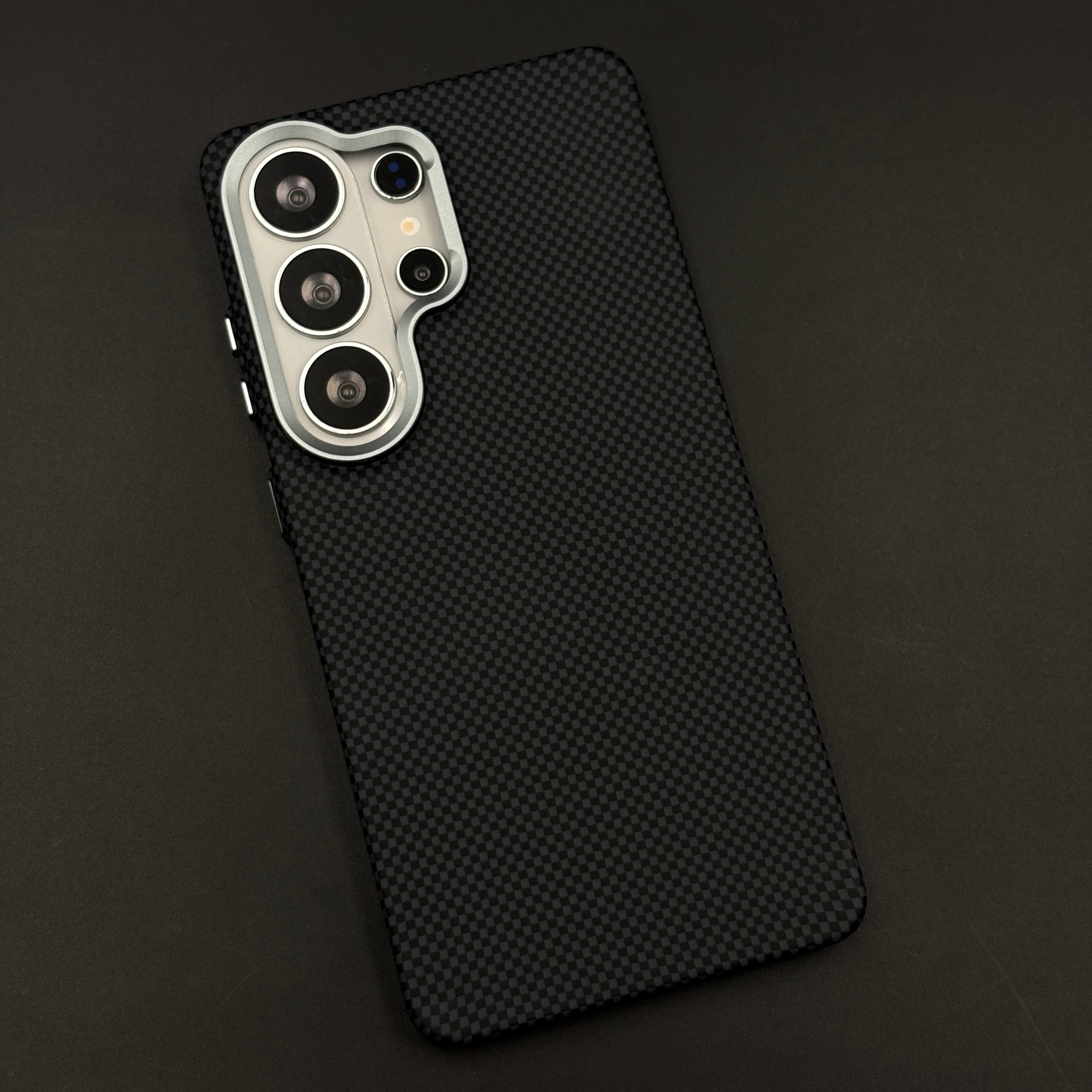 Black Carbon Grid Feel Hidden MagSafe Case Cover for Samsung Galaxy S26 Ultra
