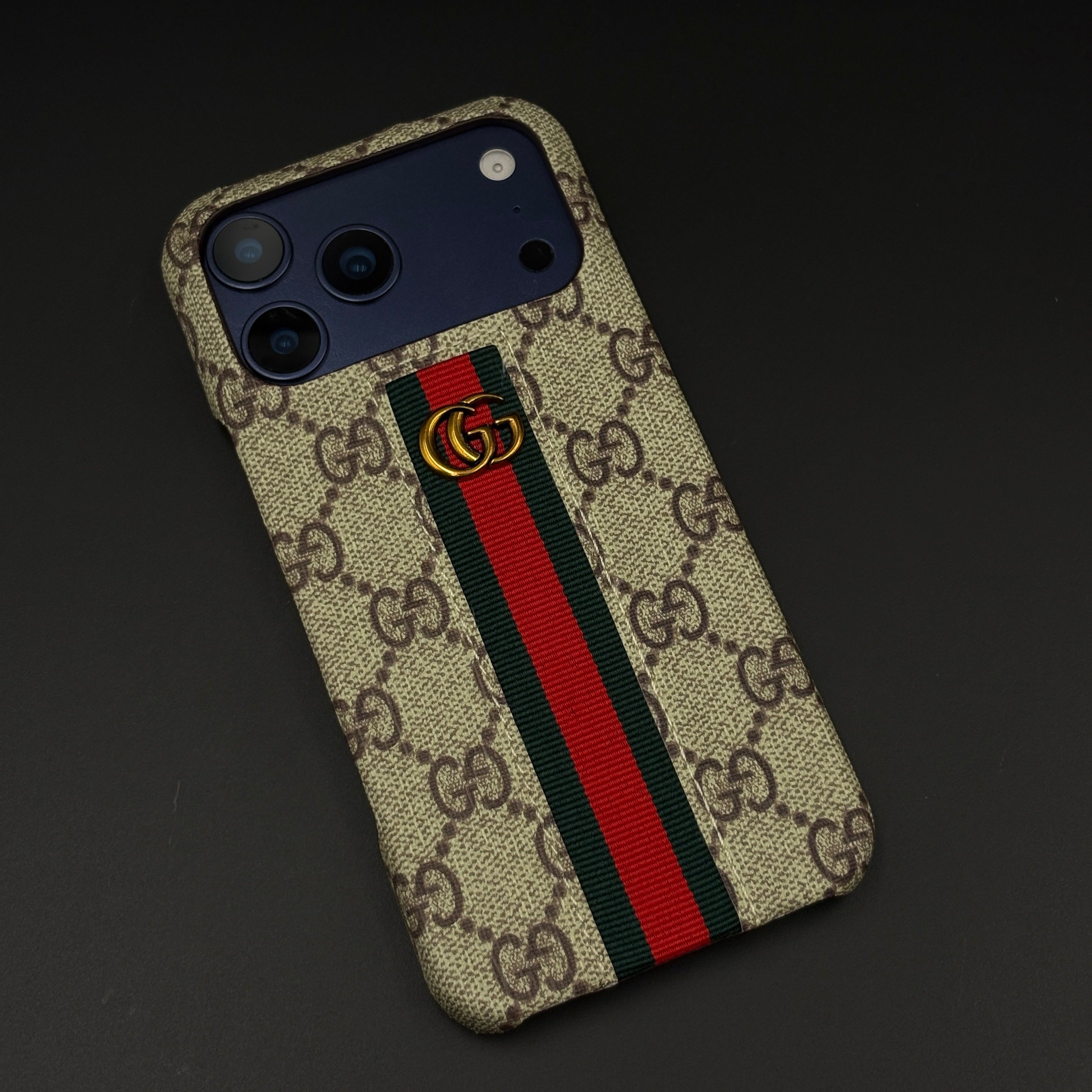GG Embossed Stripe Case for iPhone 17 Series | Classic Monogram Premium Designer Cover