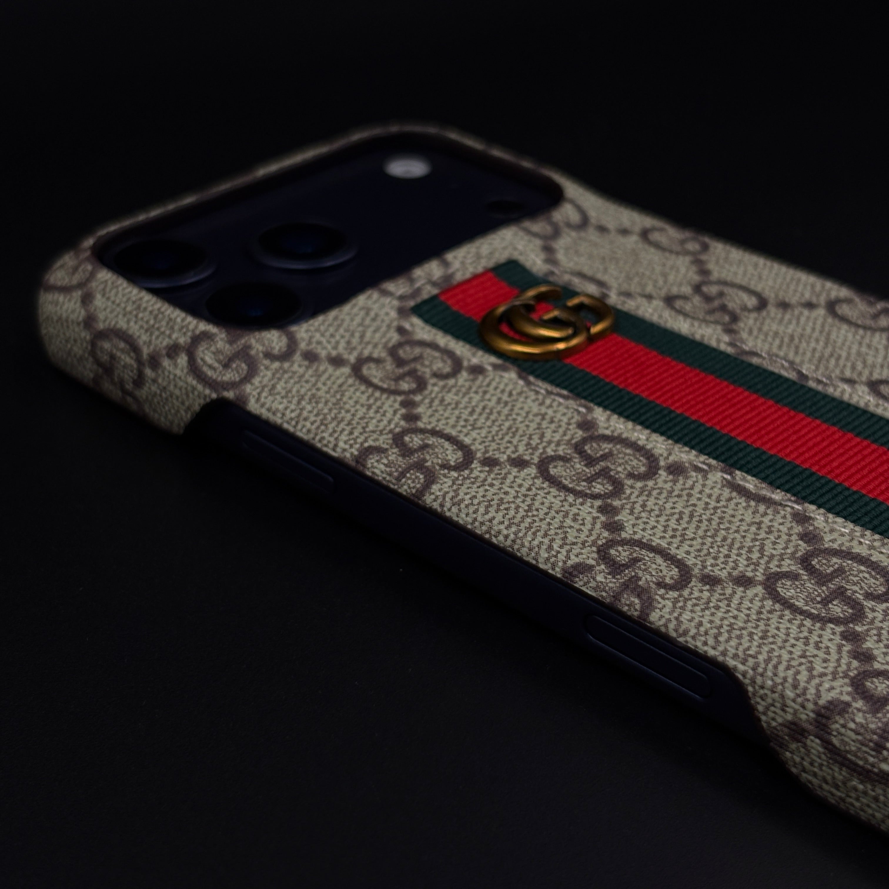 GG Embossed Stripe Case for iPhone 17 Series | Classic Monogram Premium Designer Cover