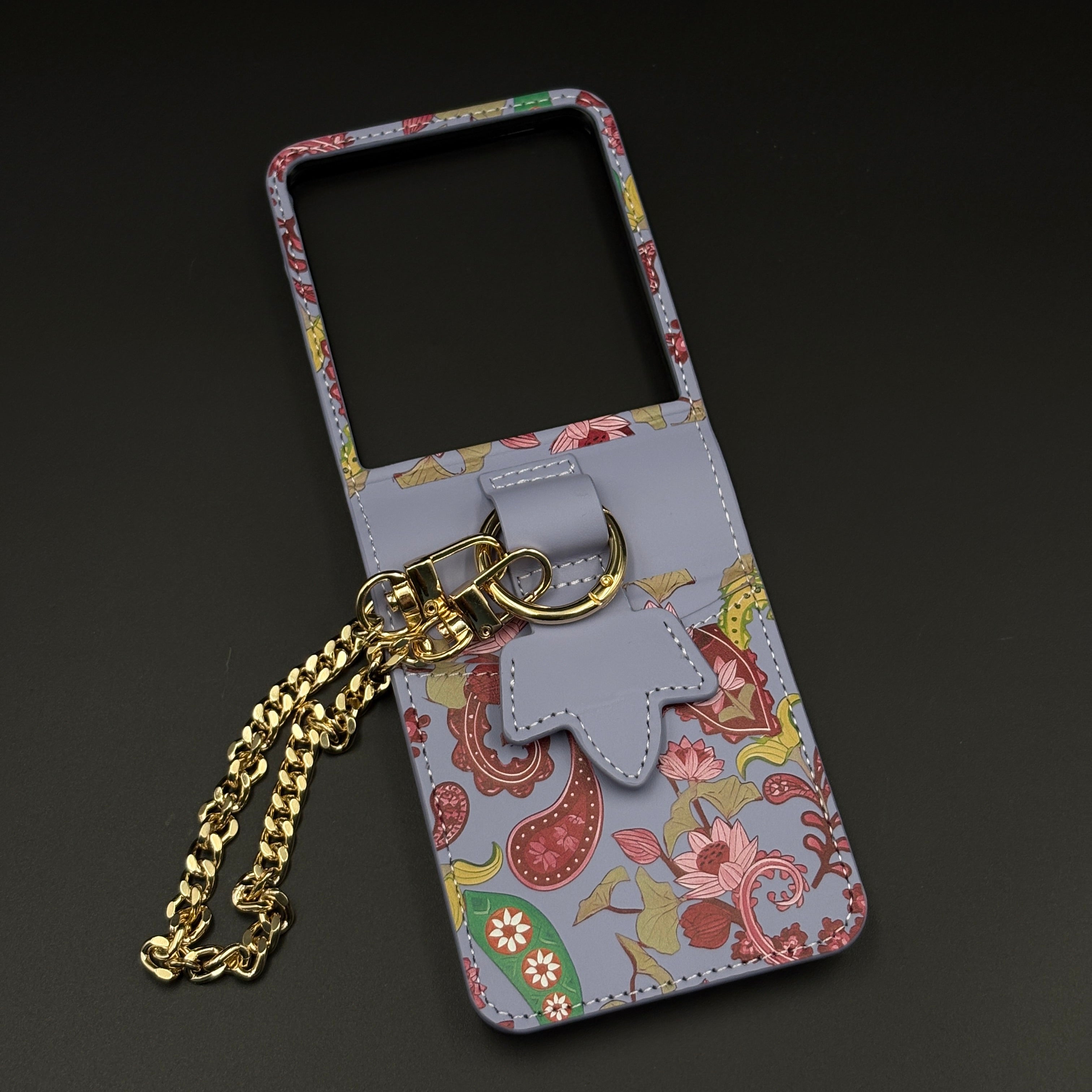 Indian Art Cardholder Case for Samsung Galaxy Z Flip 7 | Chain Strap Holder | Floral Paisley Print