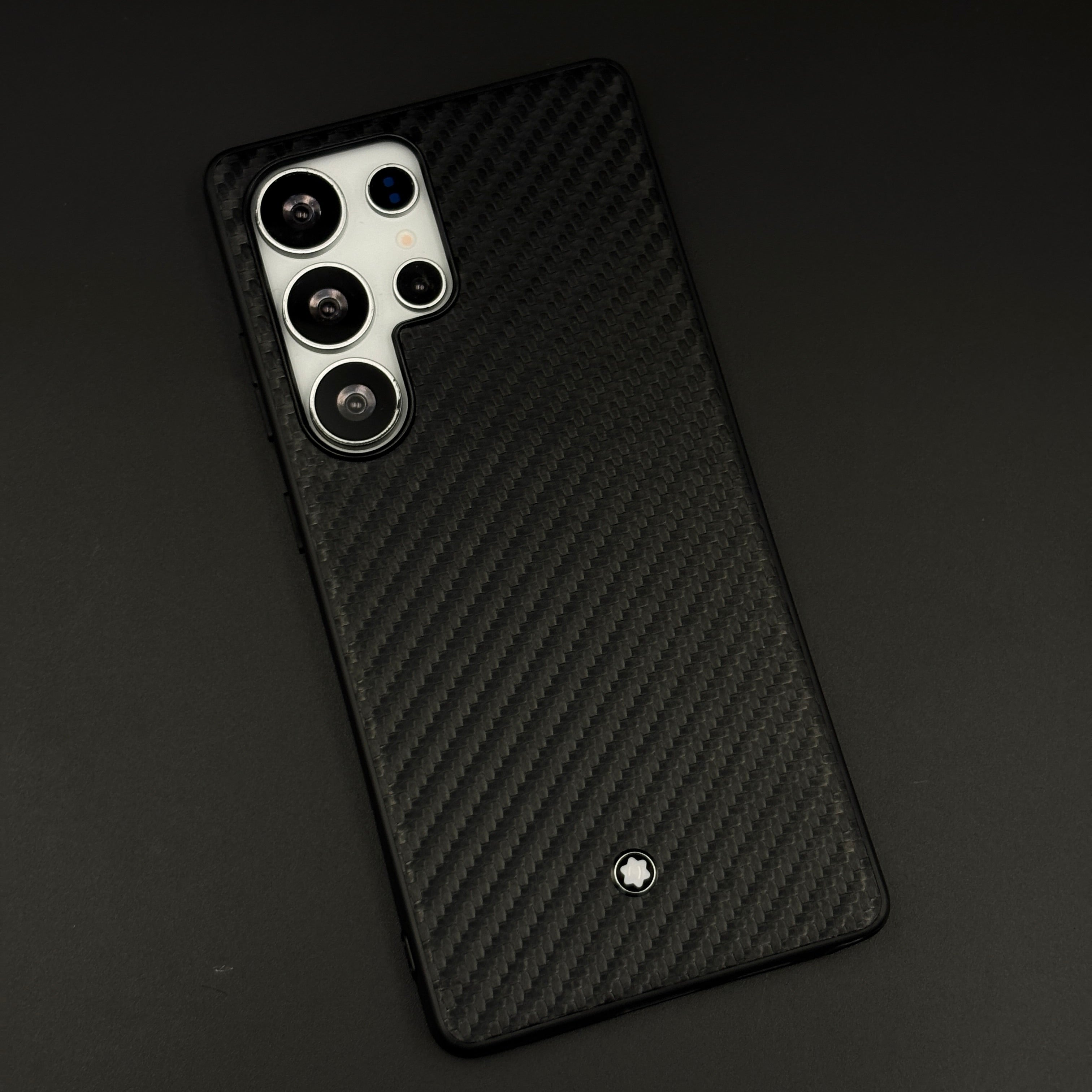 Carbon Fibre MB Logo Case for Samsung Galaxy S25 Ultra | Luxury Embossed Leather Protection