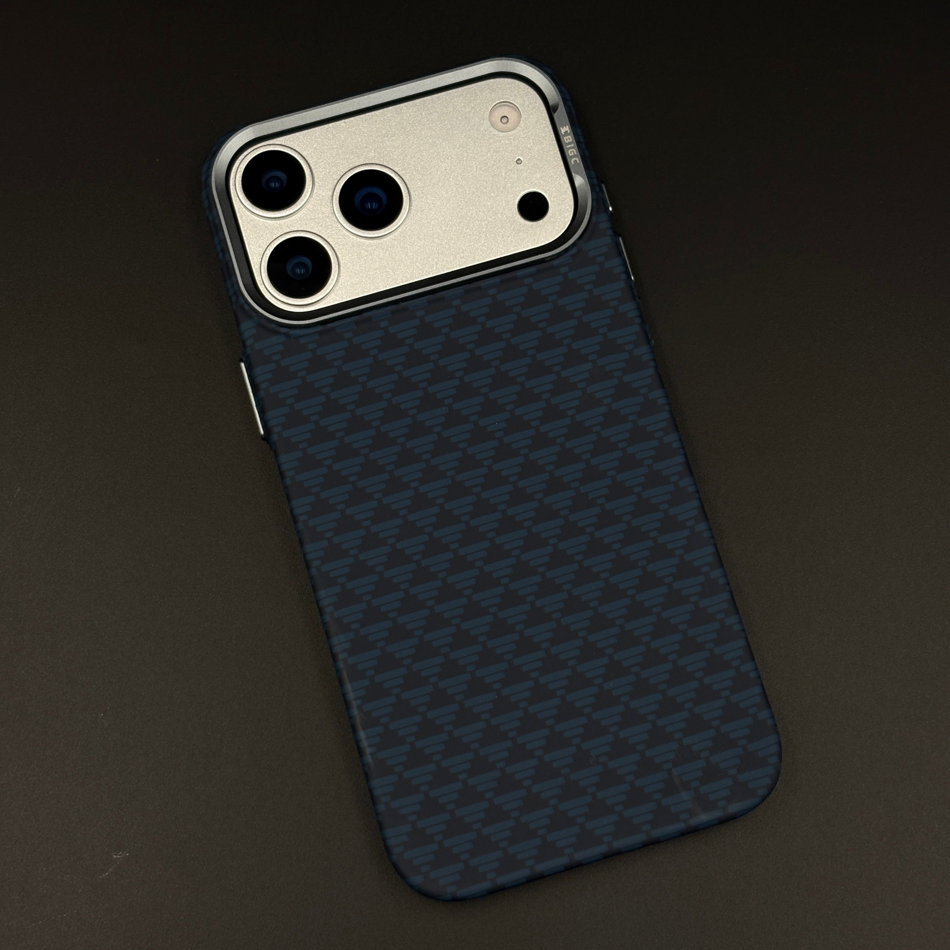 Blue Geometric Slim Mobile Case Cover for iPhone 17 Series | Rare Aramid Texture Finish | Real Carbon Fibre Feel | Hidden MagSafe