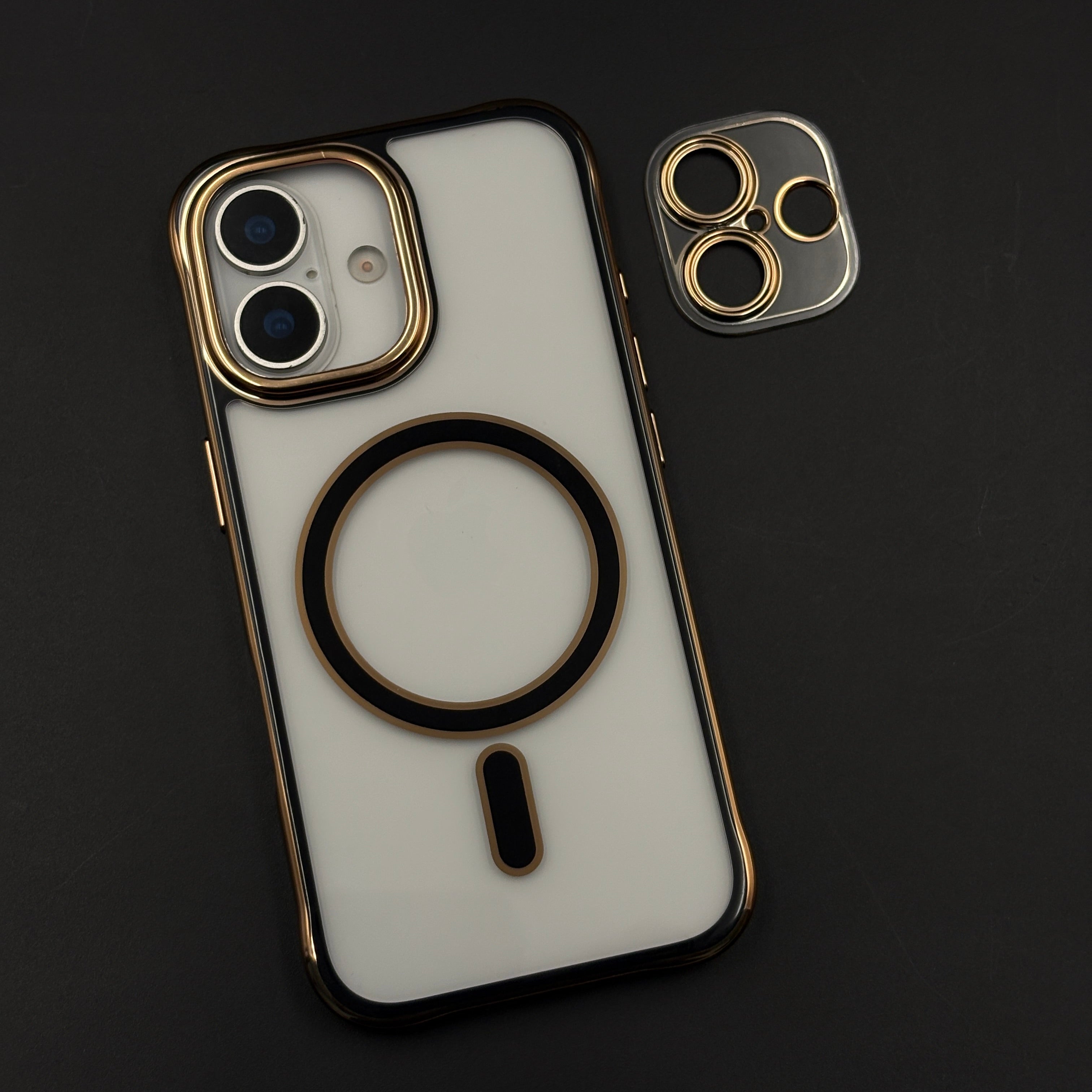Gold Chrome MagSafe Clear Case with Camera Lens Kit for iPhone 17