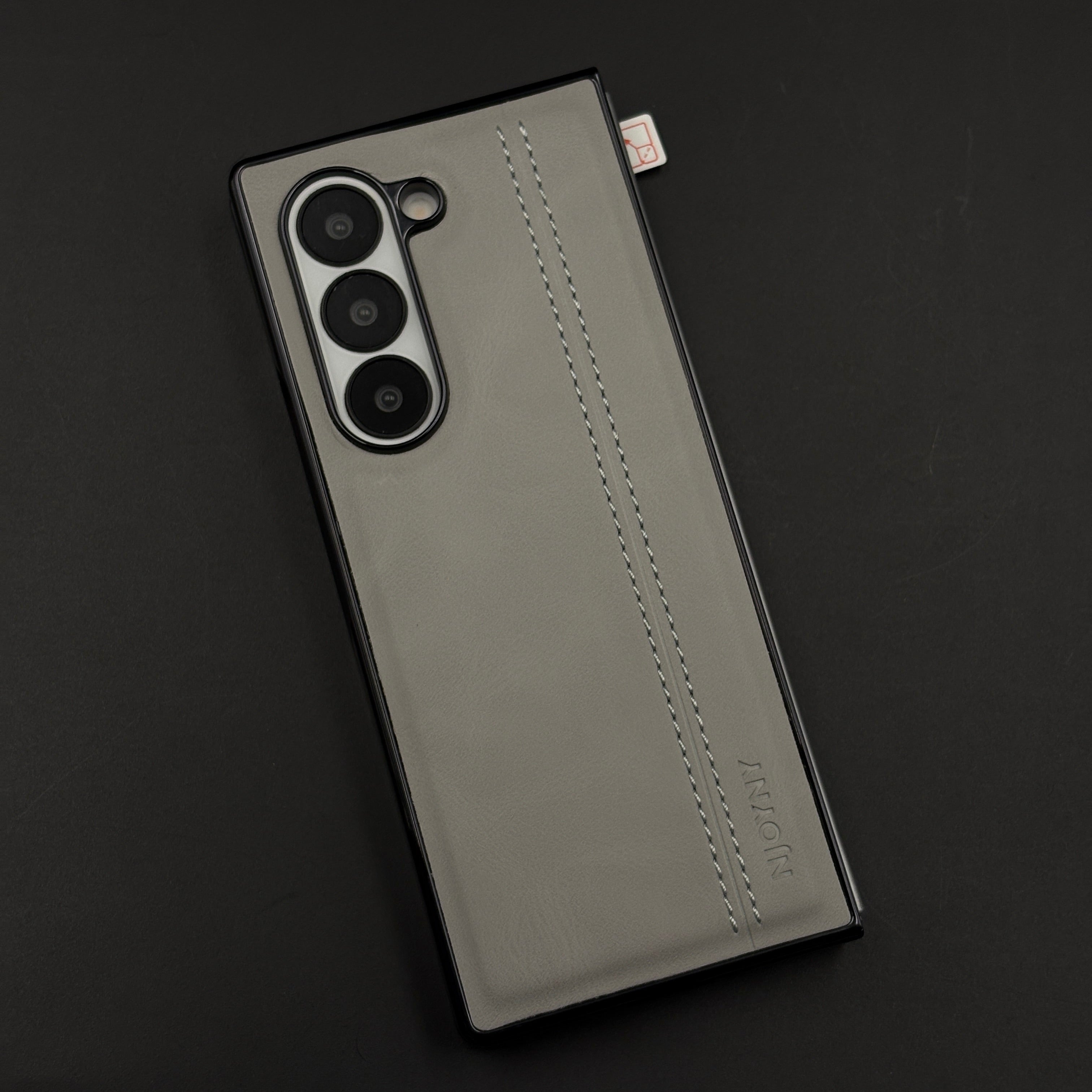Stitched Leather Case with Front Screen Protector for Samsung Galaxy Z Fold 6