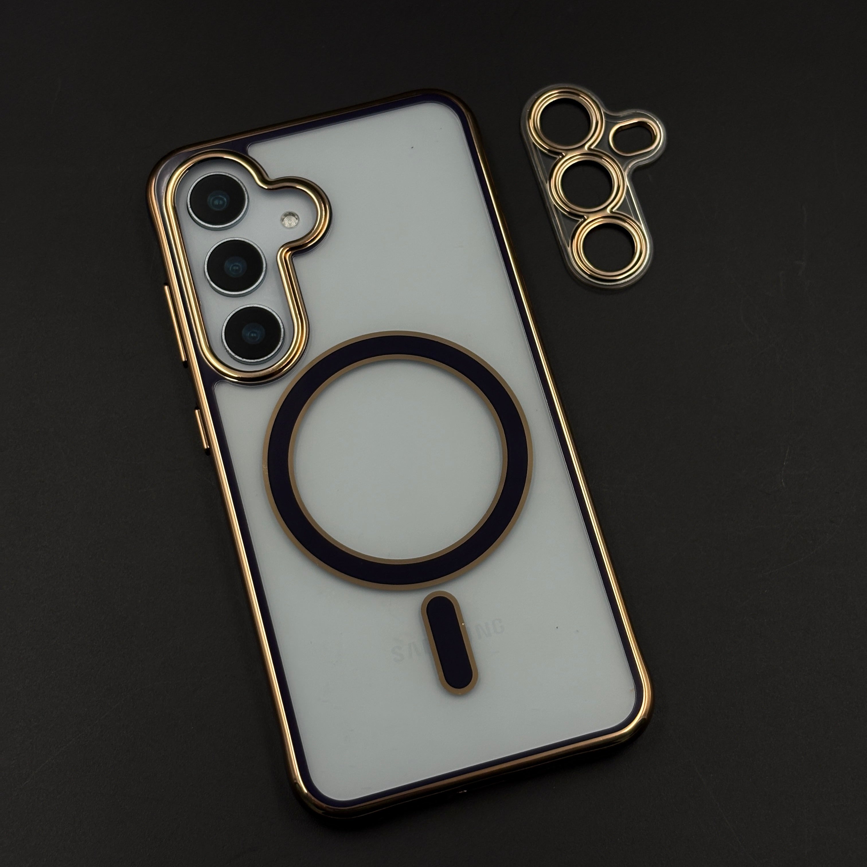 Gold Chrome MagSafe Clear Case with Camera Lens Kit for Samsung Galaxy S24 | S25