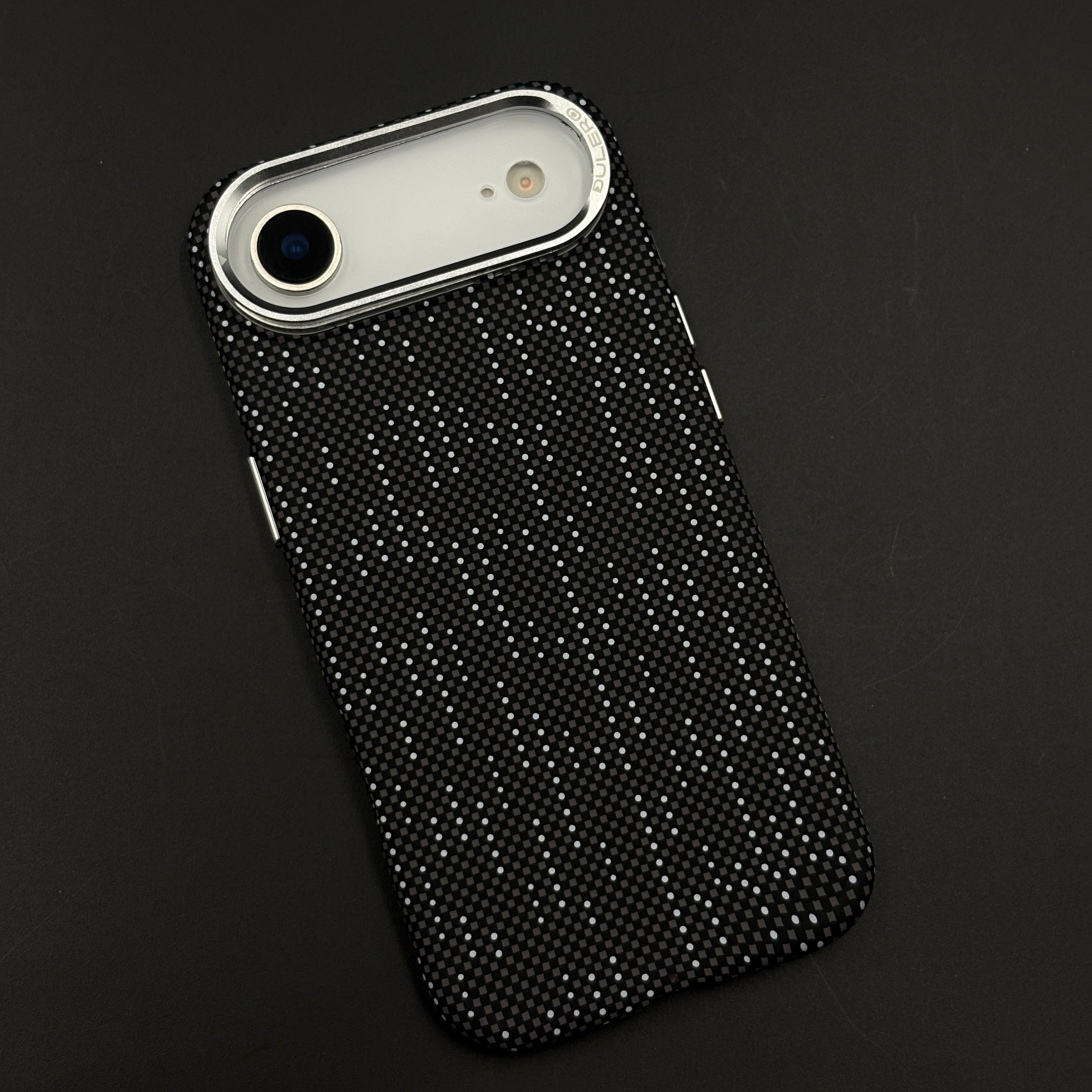 Speckled Night Grid Carbon Fibre Hidden MagSafe Case with Camera Kickstand for iPhone 17 Air