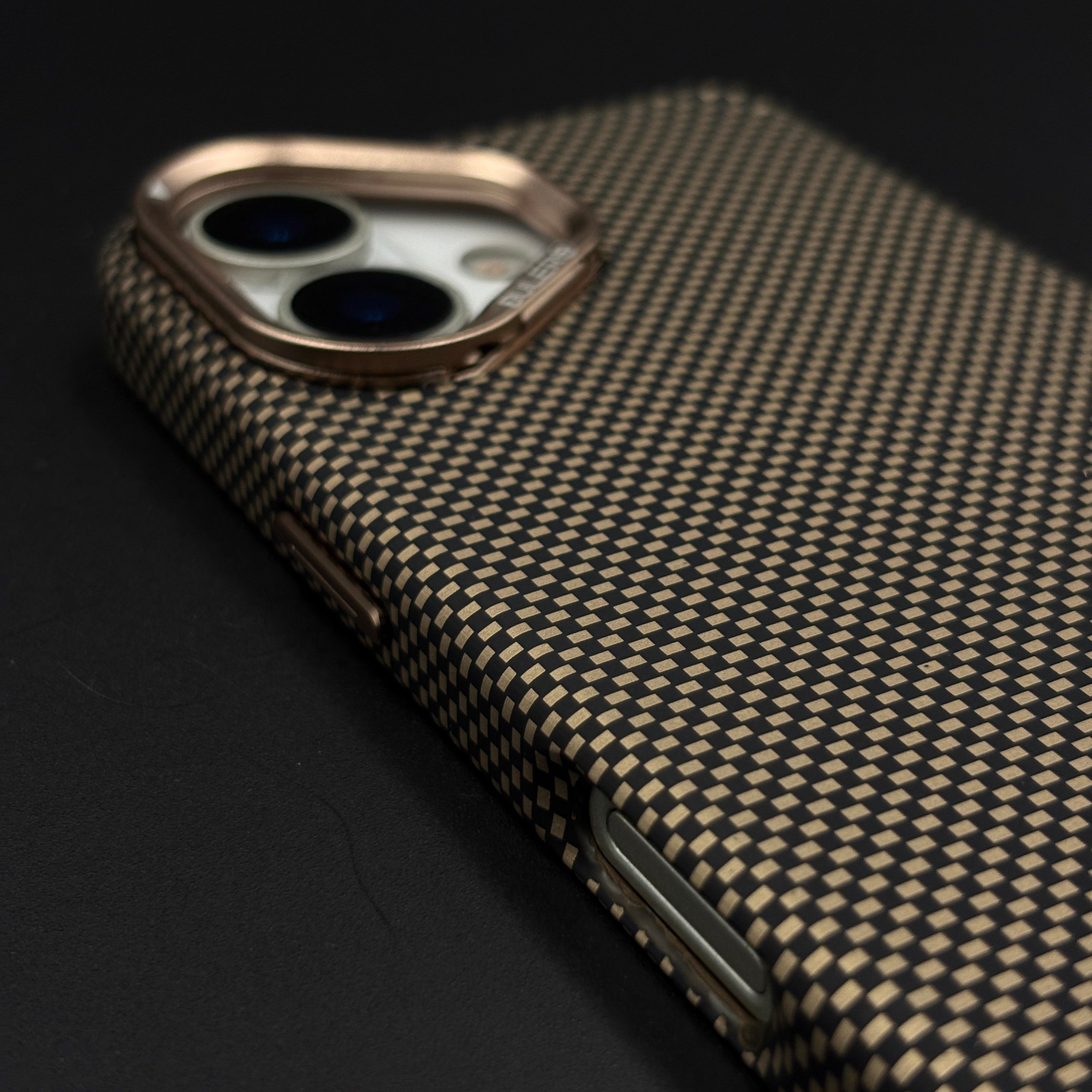 Sand Grid Carbon Fibre Hidden MagSafe Case with Camera Kickstand for iPhone 17