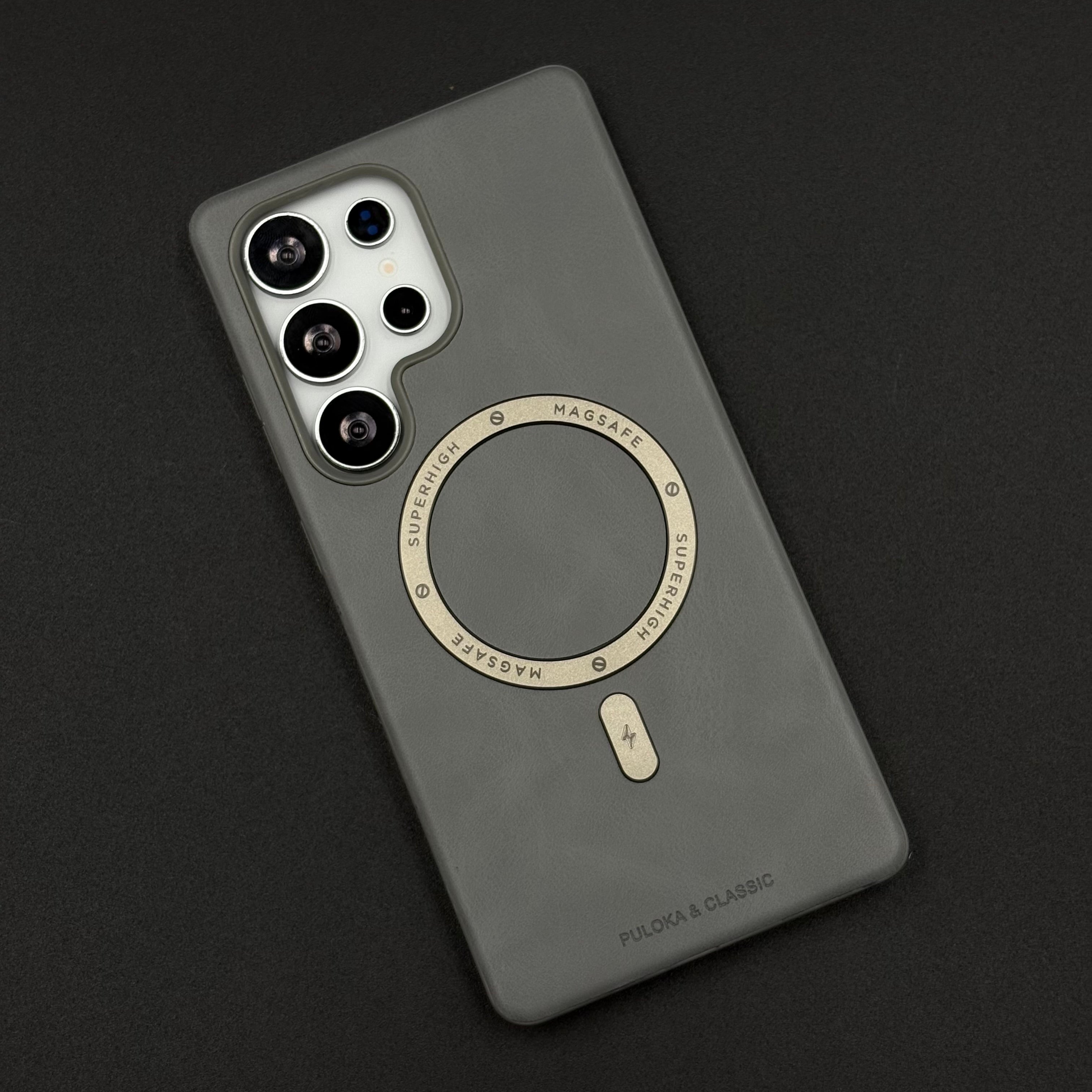 Luxury Leather MagSafe Case for Samsung Galaxy S25 Ultra | Premium Magnetic Charging Support