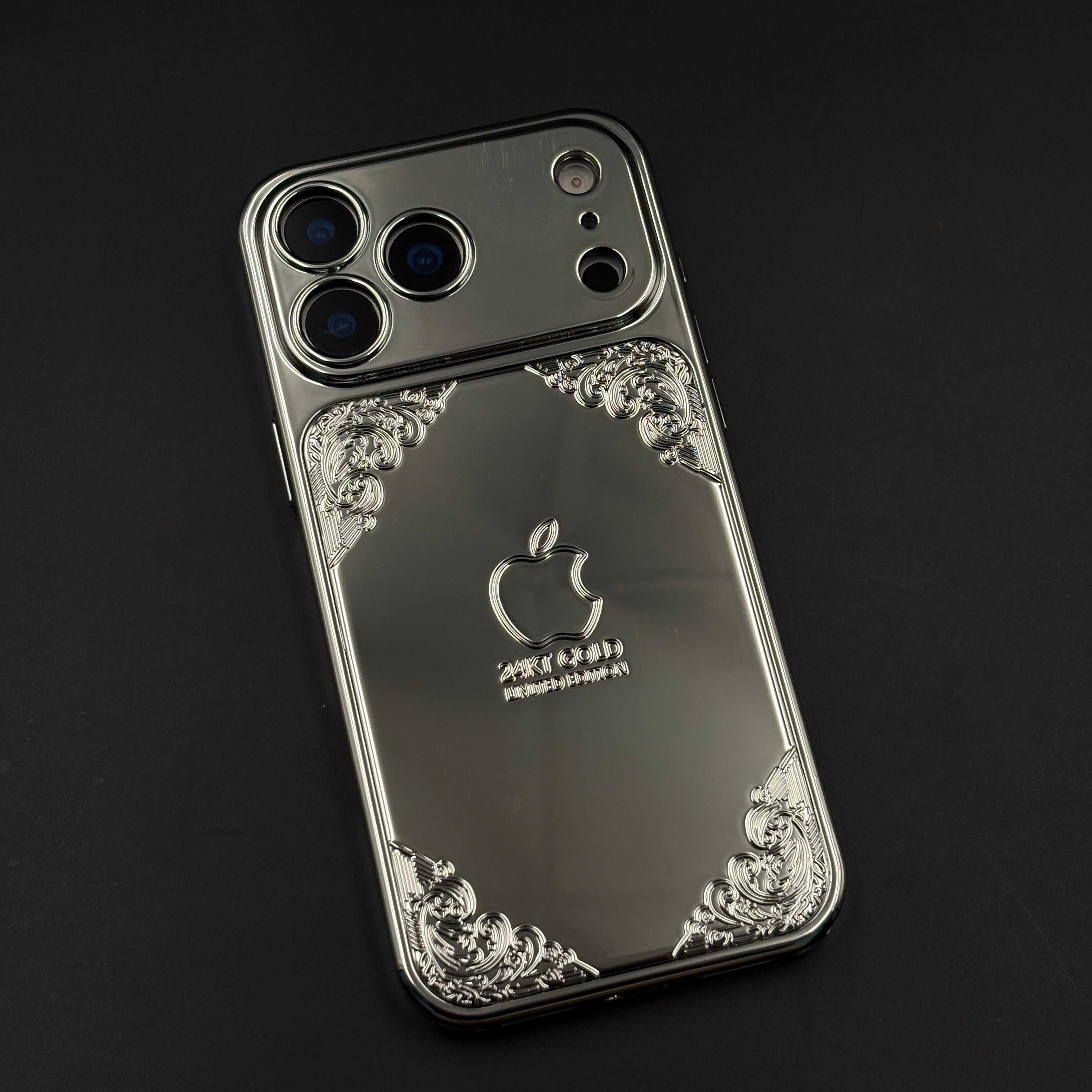 Silver Logo Embossed Case with Camera Protection for iPhone 17 Series