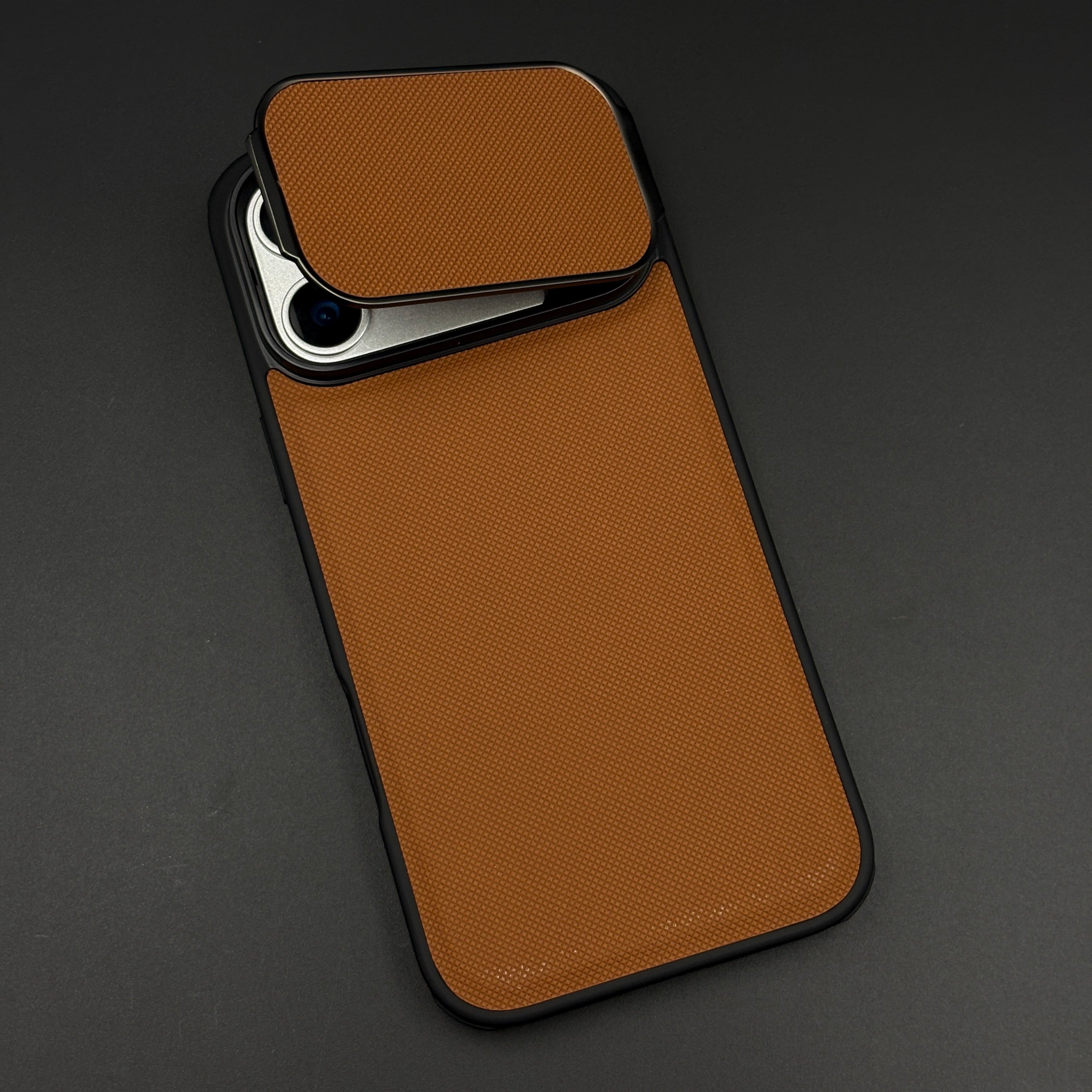 Dotted Leather Feel Case with Foldable Stand for iPhone 17 Series | Premium Grip | Kickstand Style