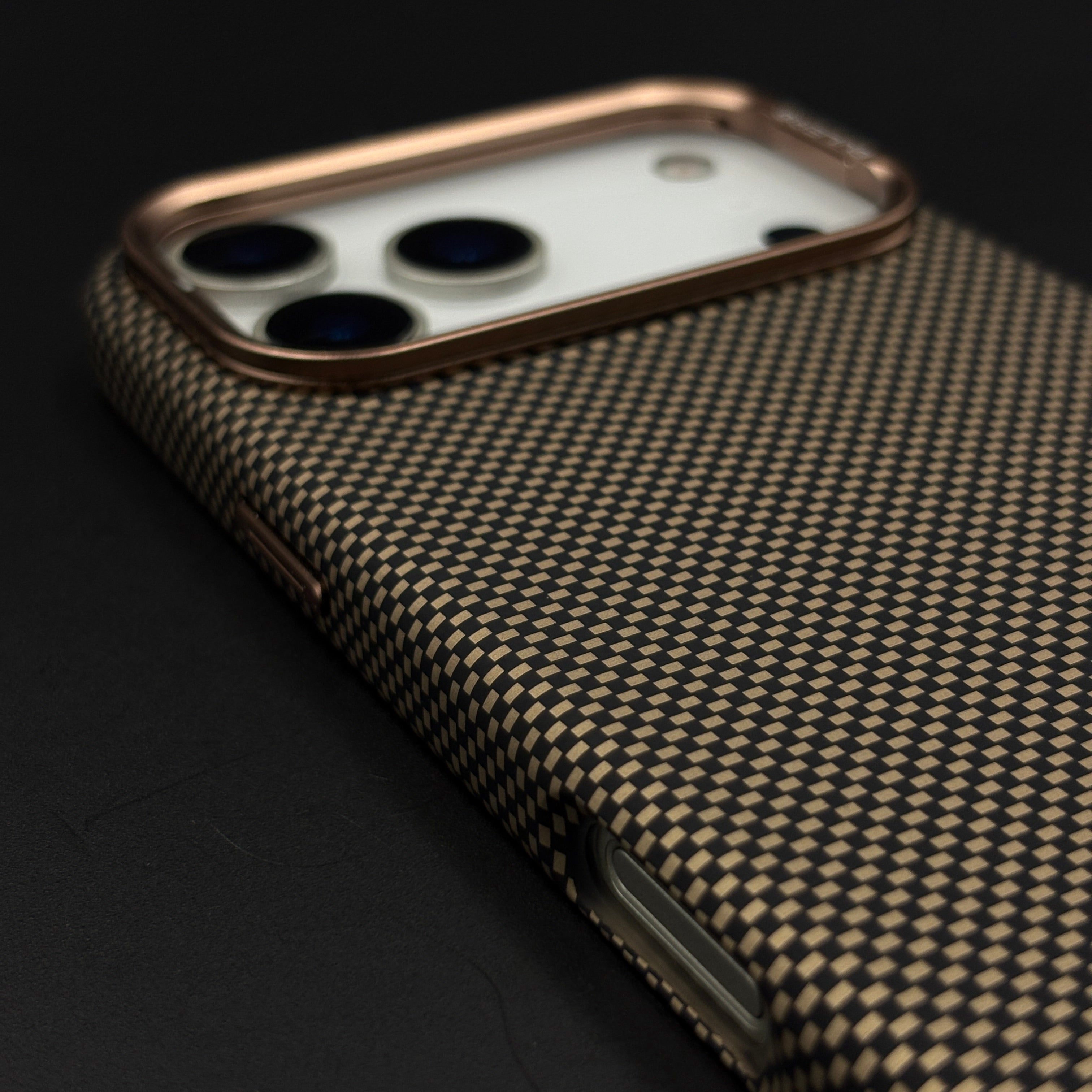 Sand Grid Carbon Fibre Hidden MagSafe Case with Camera Kickstand for iPhone 17 Series