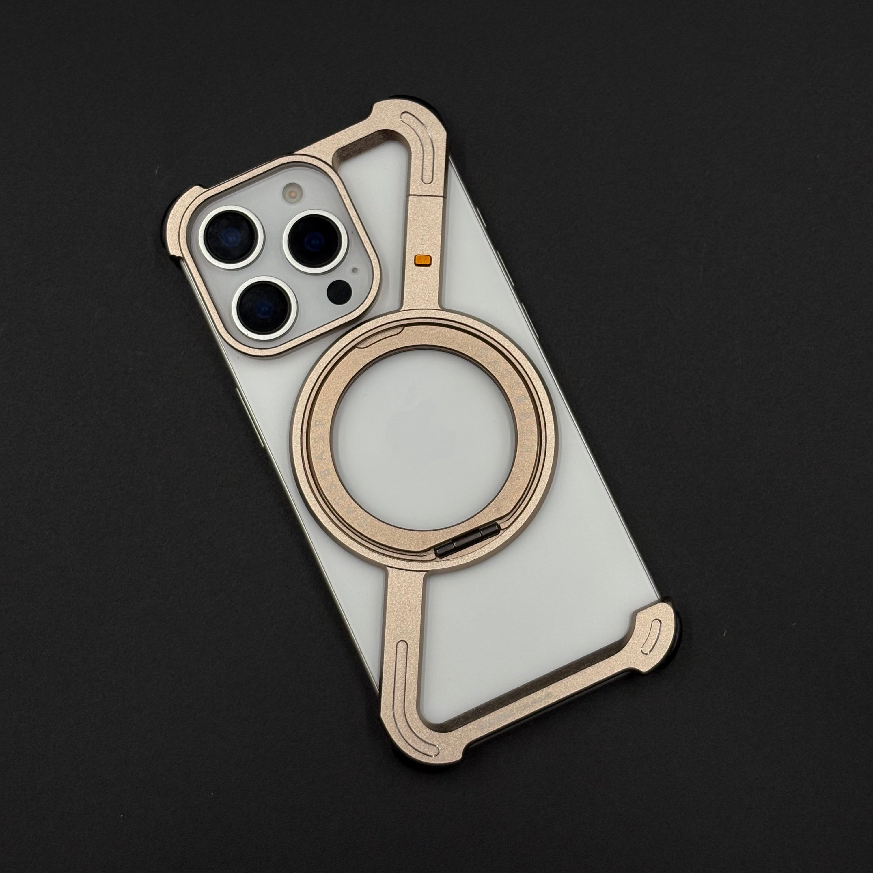 Z-Shape Aluminum Metal Rotating Stand Case for iPhone 16 Series | MagSafe Compatible | Industrial Luxe Design