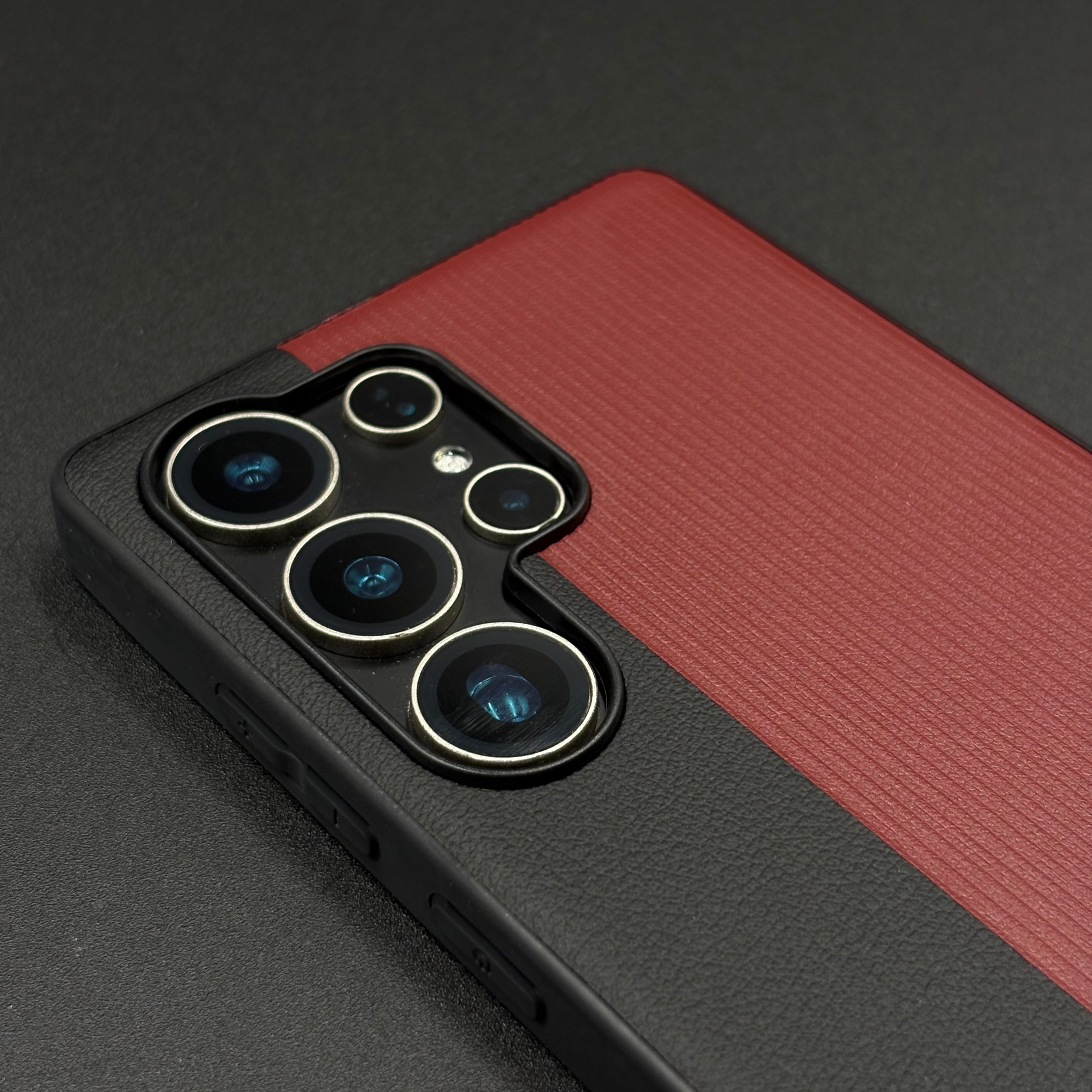 Color Block (Maroon, Black, White) Phone Case for Samsung Galaxy S23 Ultra | Textured Grip + Sleek Fit