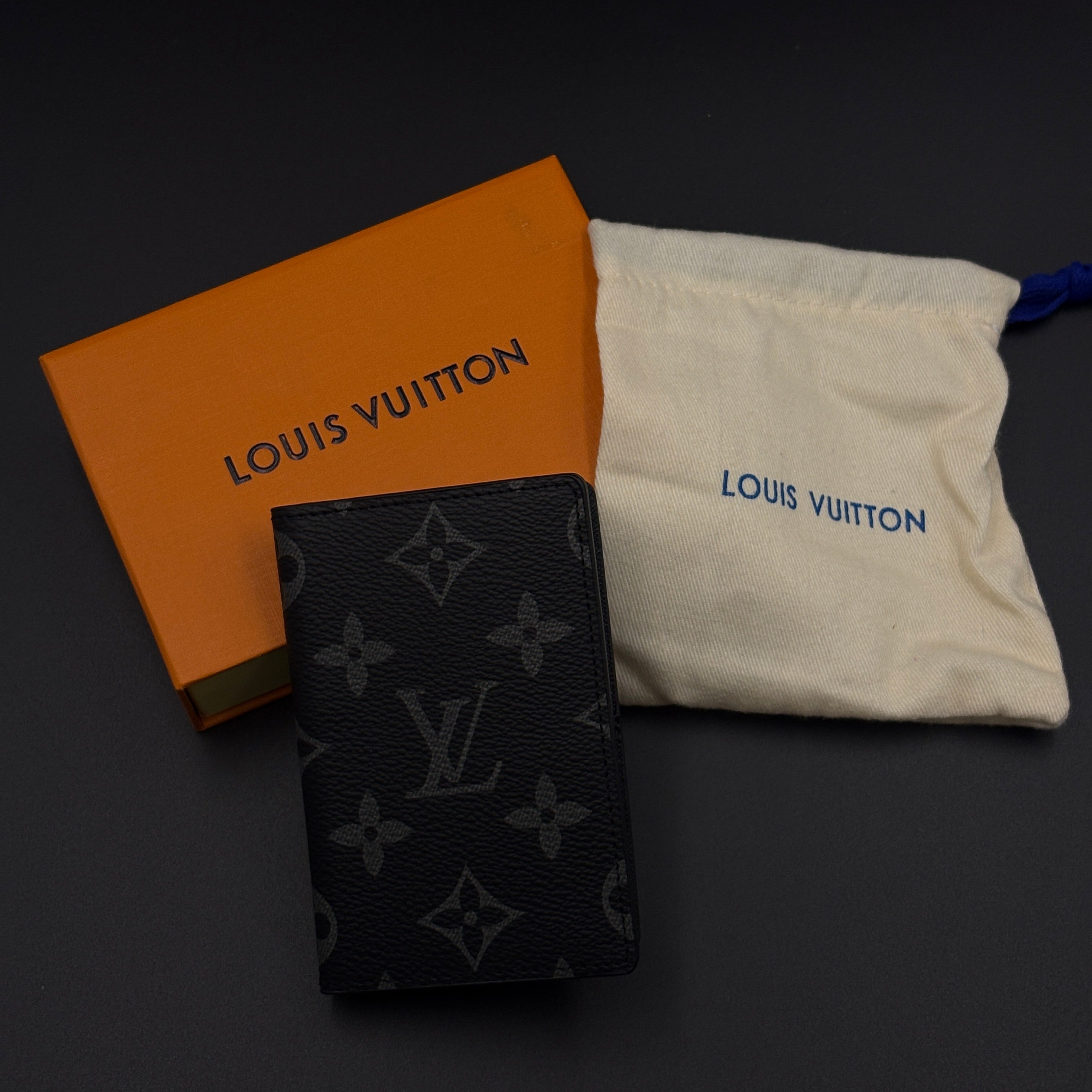 Luxury Fashion Brand Monogram 2-Sided Card Holder Leather Wallet with Box