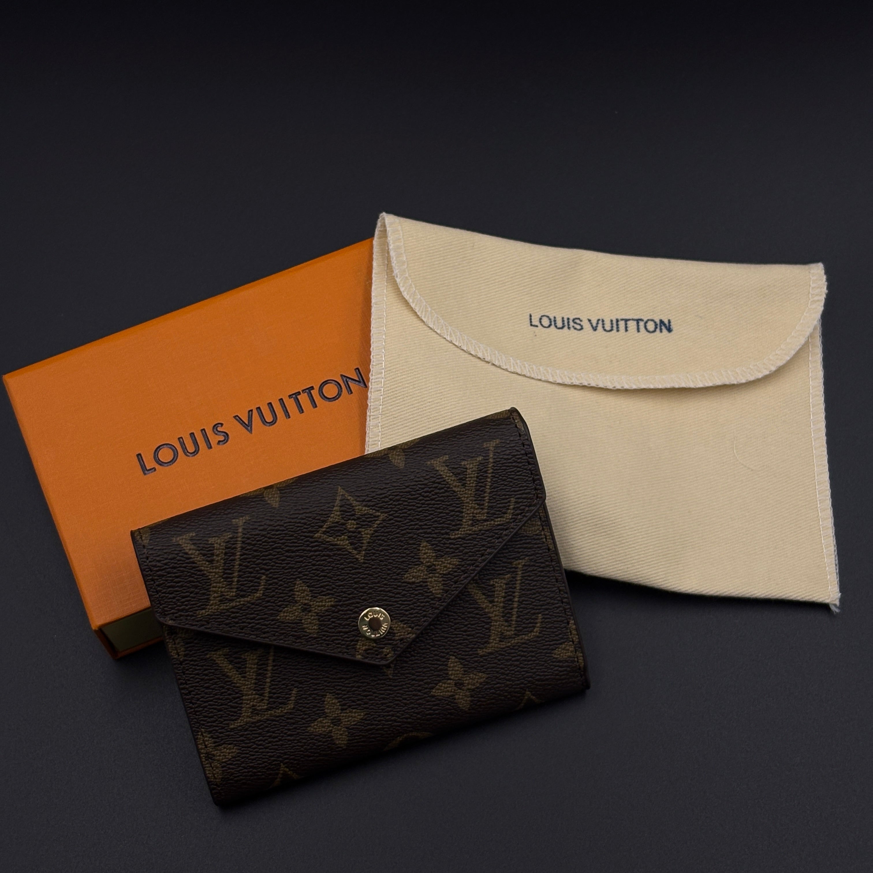 Luxury Fashion Brand Monogram Card Holder Wallet with Flap Closure with Box