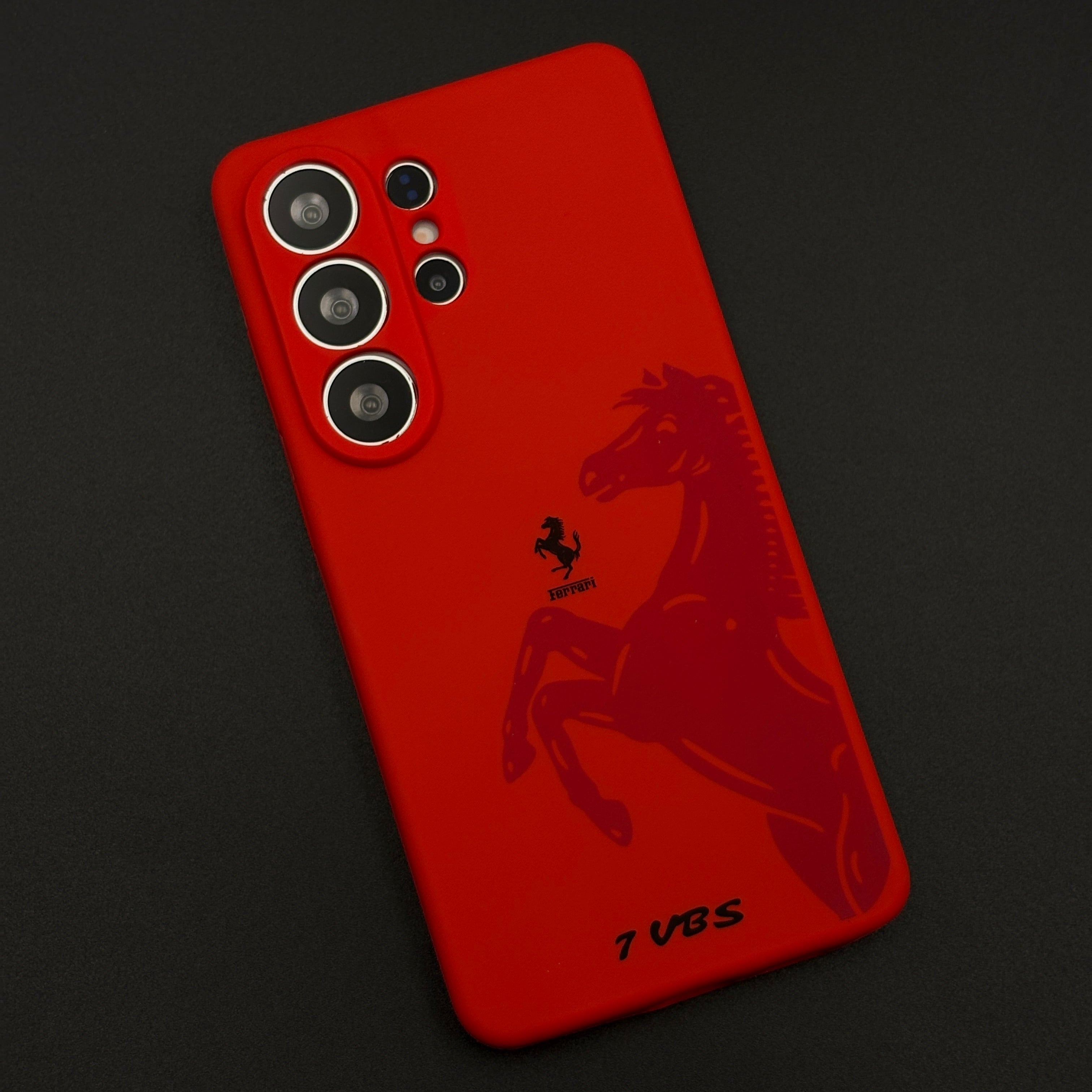 FR Horse Silhouette Red Silk Feel Silicone Case for Samsung Galaxy S26 Ultra