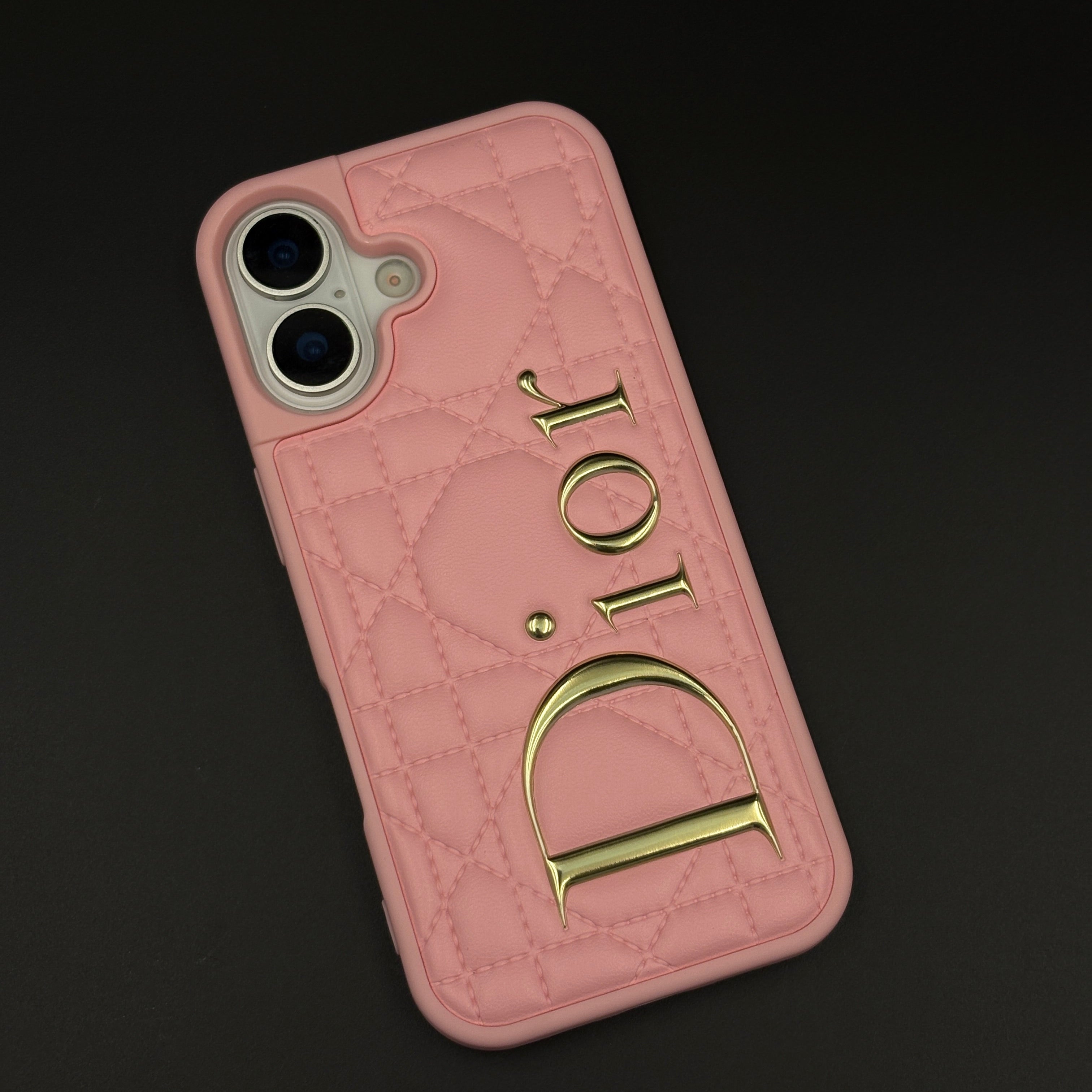 Luxury Brand CD Puffer Leather Case for iPhone 17 | Quilted Designer Protective Cover