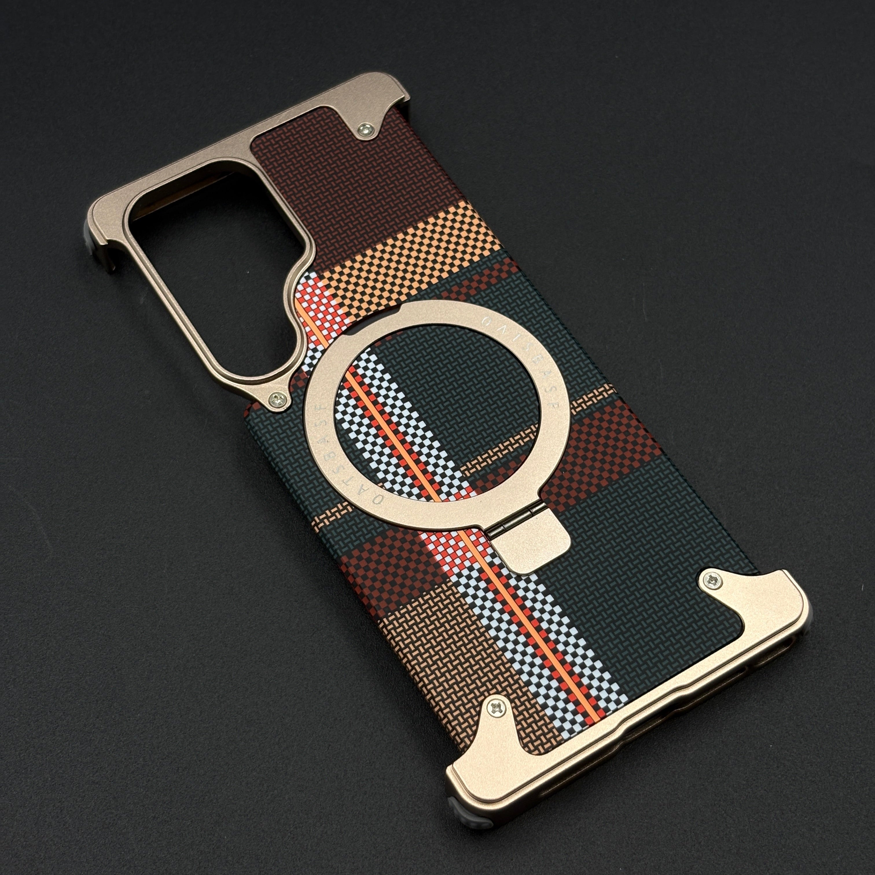 Kevlar Metal Frame Case for Samsung Galaxy S25 Ultra | MagSafe Compatible with Phone Stand | Rugged Style Protection