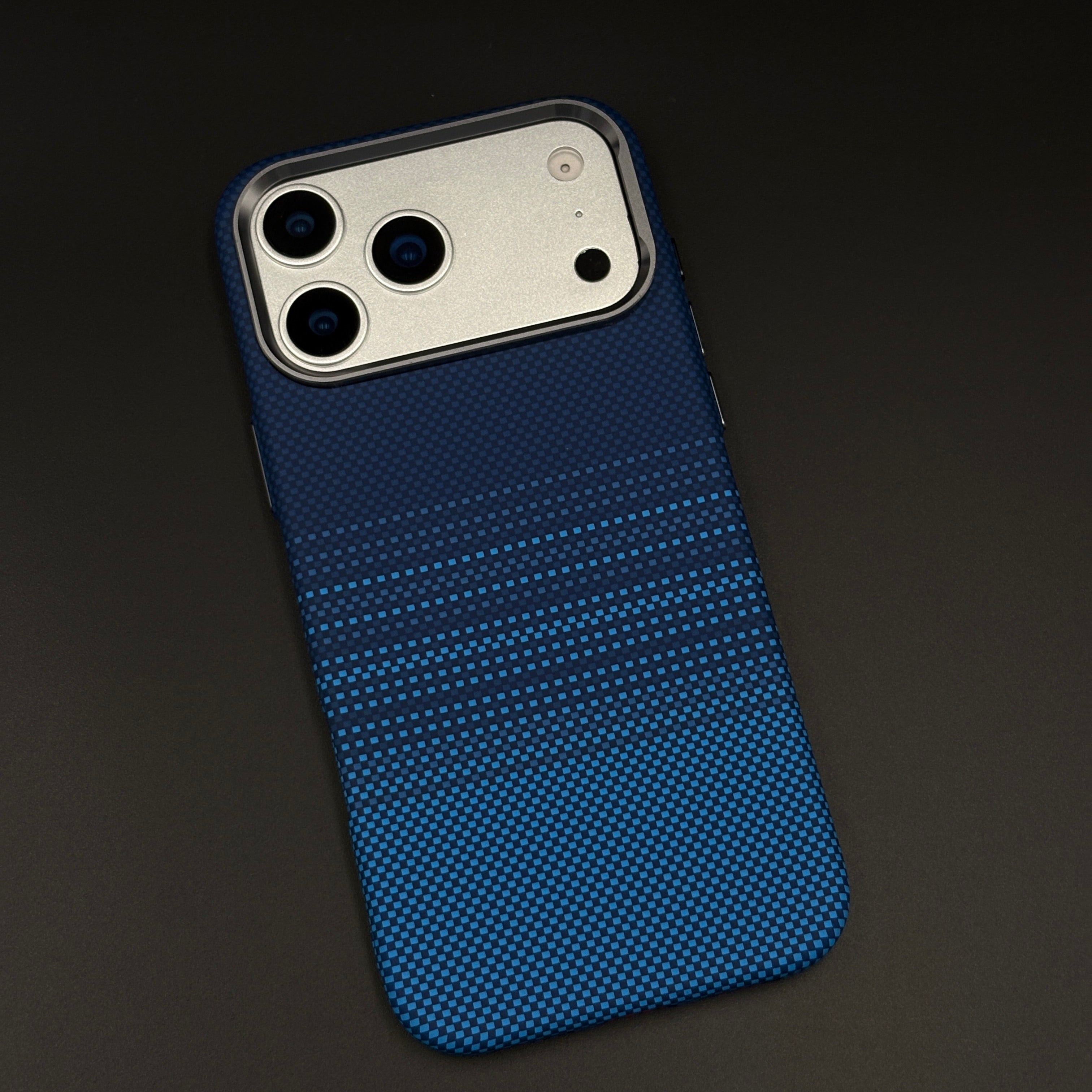 Midnight Blue Stripe Case Slim Mobile Case Cover for iPhone 17 Series | Rare Aramid Texture Finish | Real Carbon Fibre Feel | Hidden MagSafe
