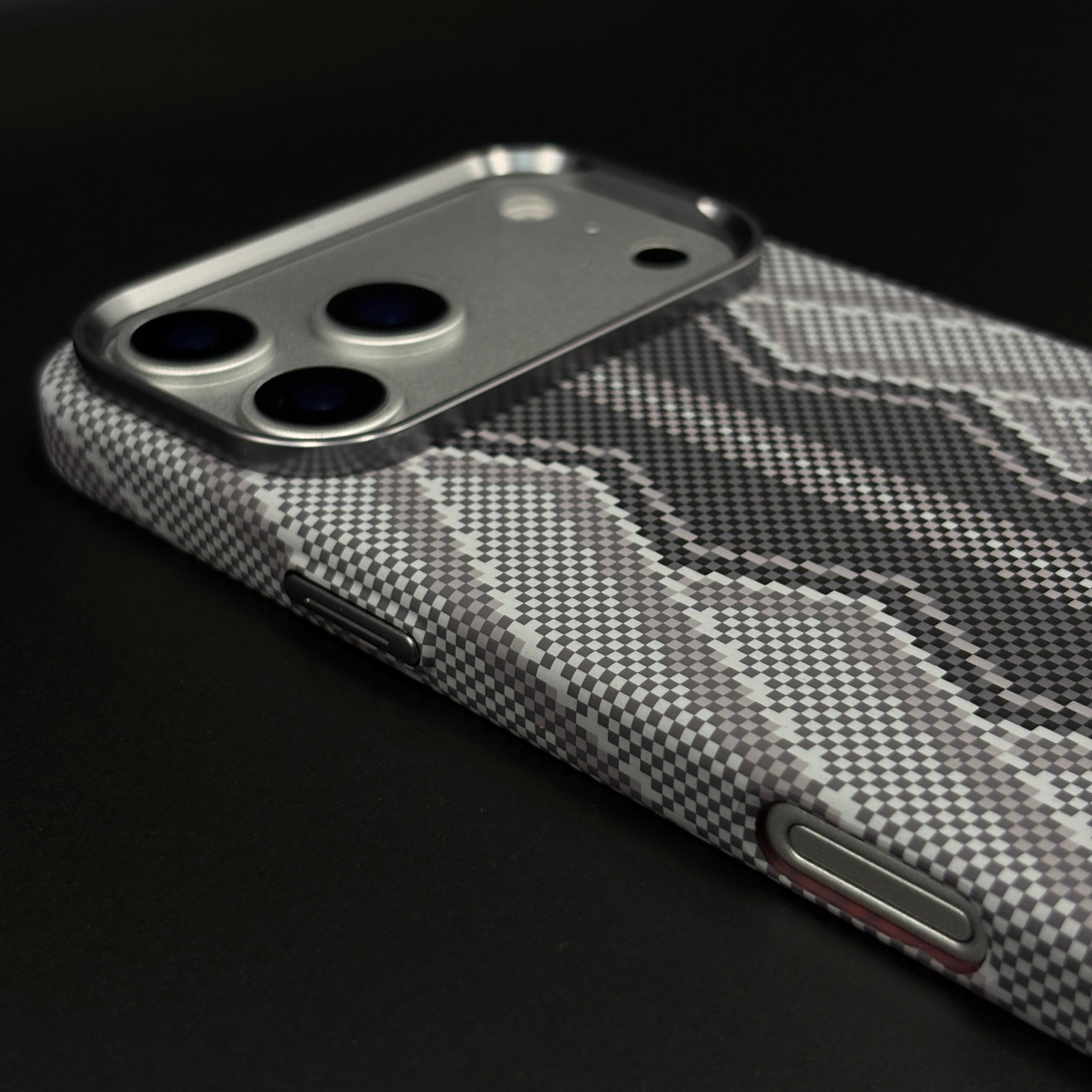 Storm Grey Zigzag Case Slim Mobile Case Cover for iPhone 17 Series | Rare Aramid Texture Finish | Real Carbon Fibre Feel | Hidden MagSafe