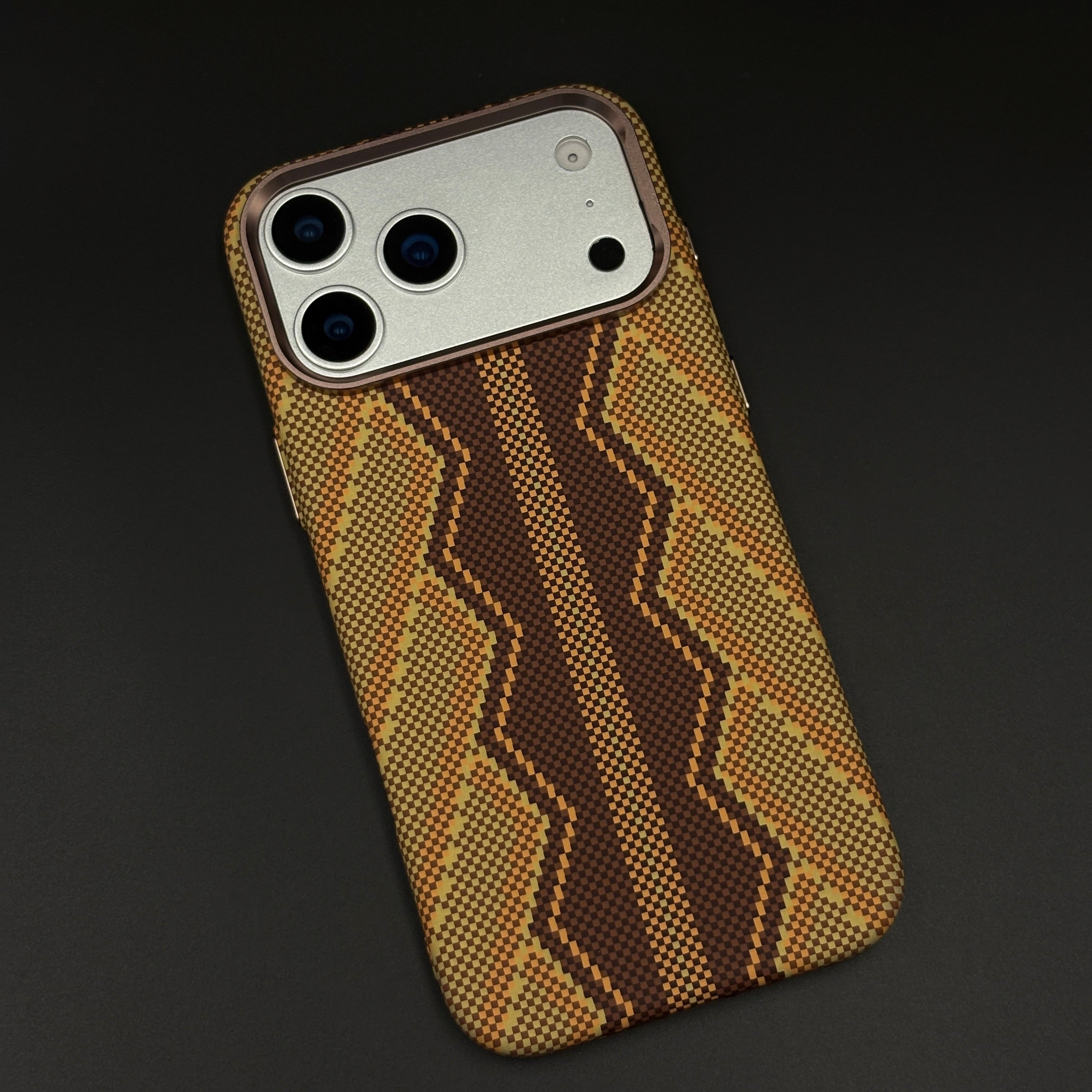 Desert Brown Zigzag Case Slim Mobile Case Cover for iPhone 17 Series | Rare Aramid Texture Finish | Real Carbon Fibre Feel | Hidden MagSafe