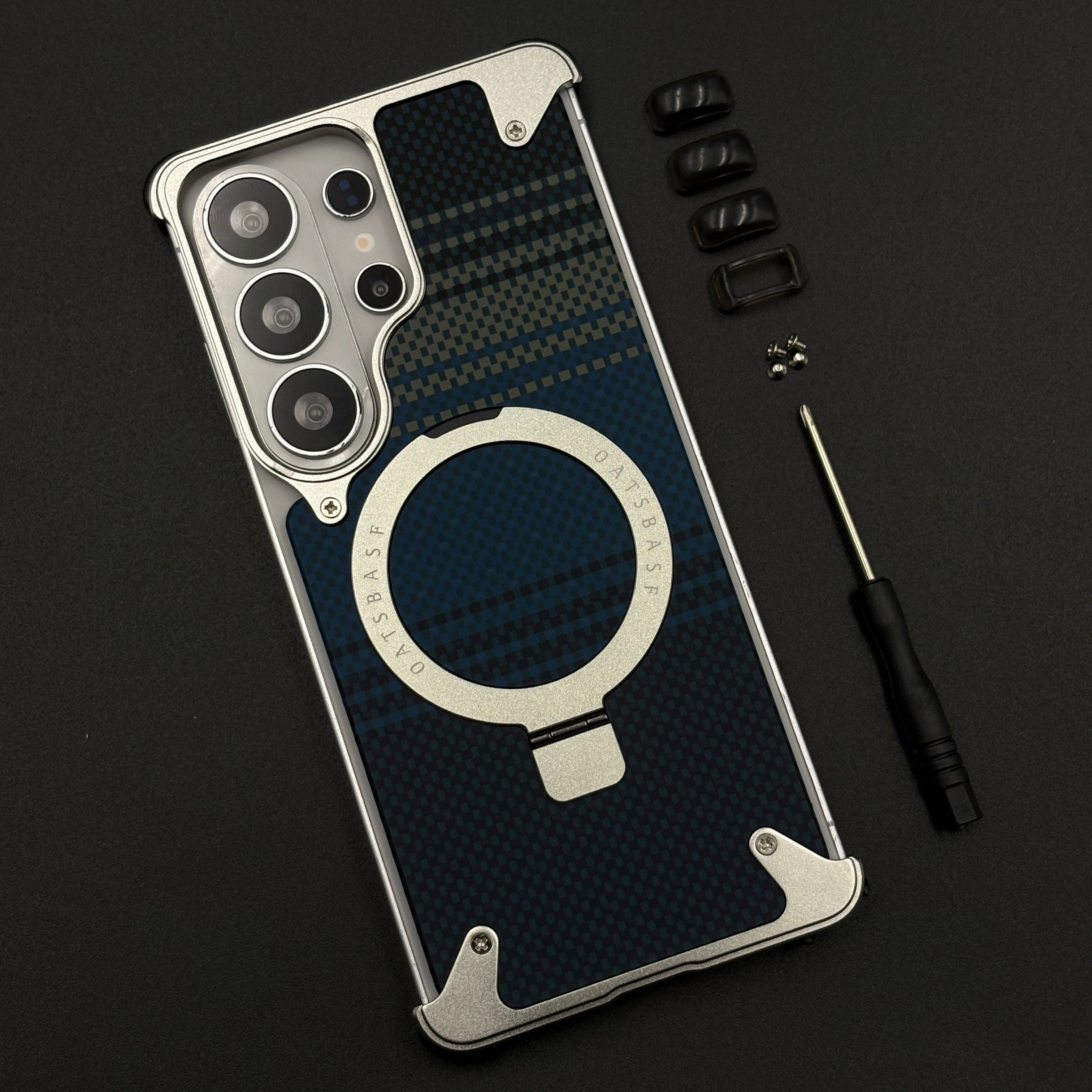 Carbon Navy Metal MagSafe Mobile Case Cover for Samsung Galaxy S26 Ultra