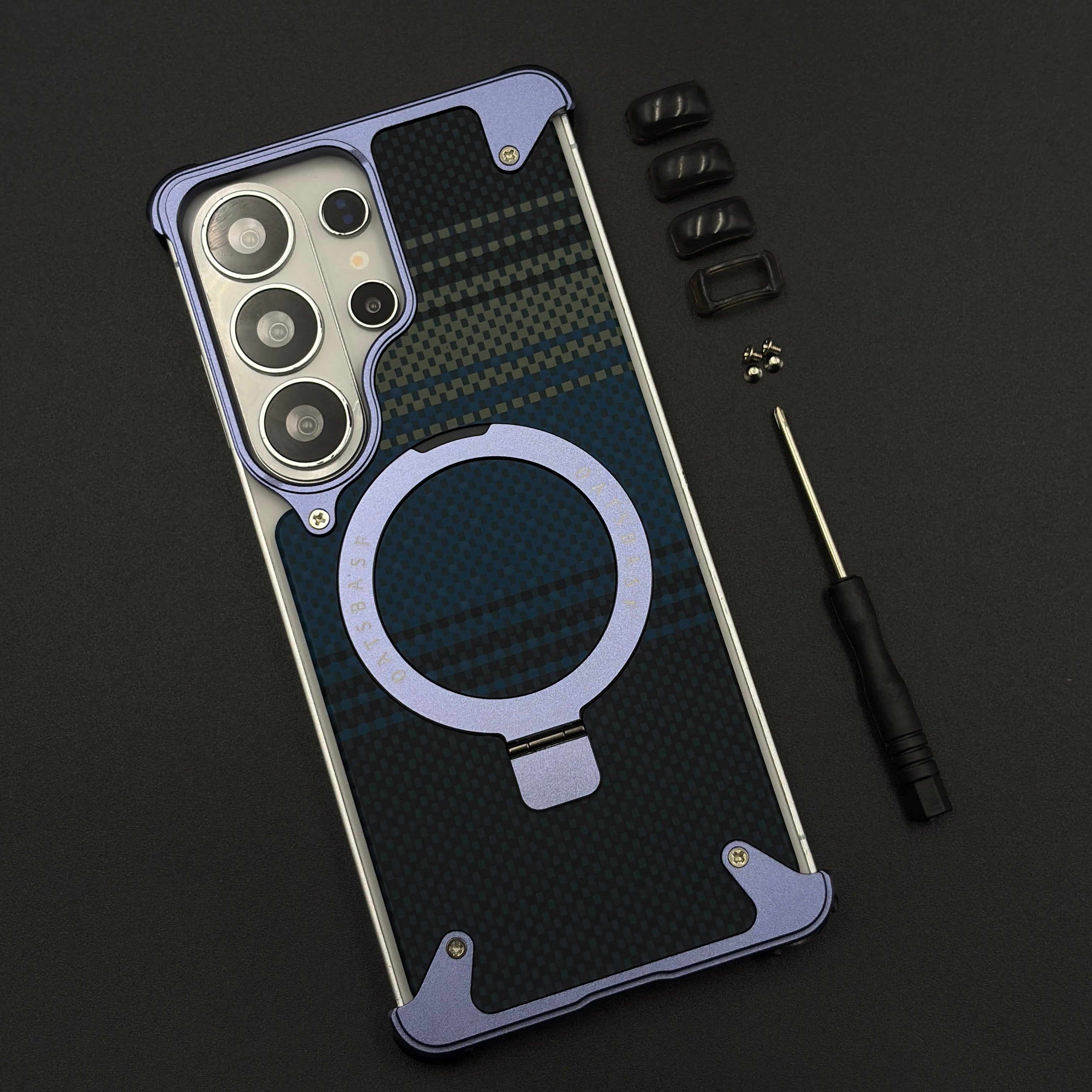 Carbon Navy Metal MagSafe Mobile Case Cover for Samsung Galaxy S26 Ultra