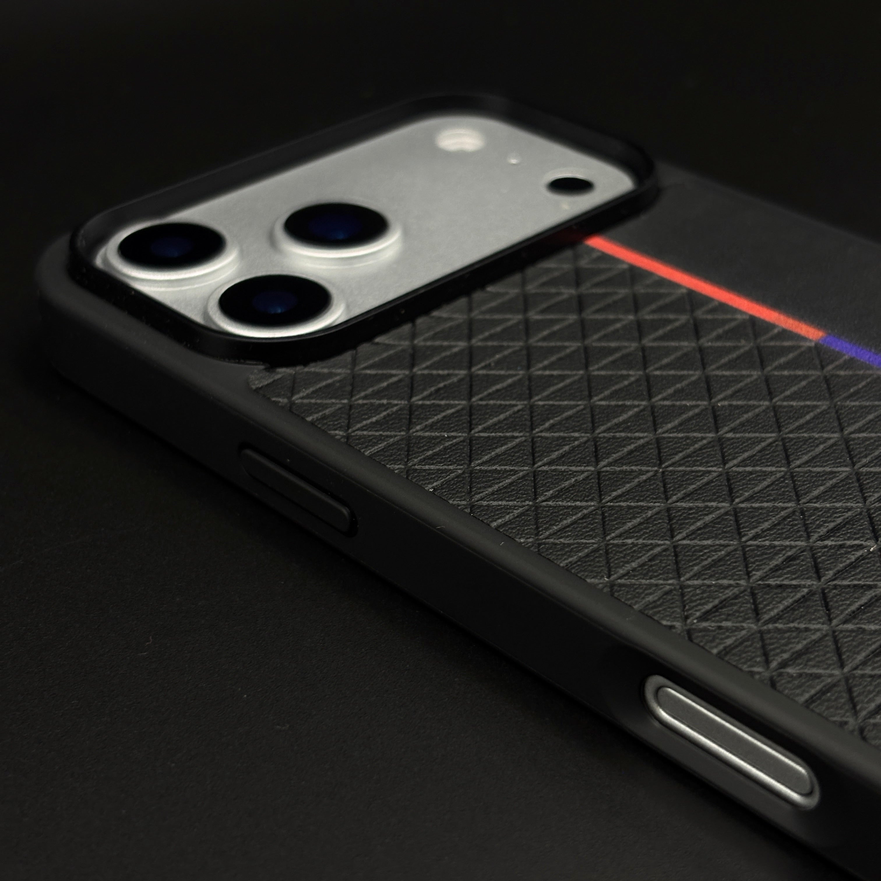 Performance M Tricolor Stripe Sports Car Logo Case for iPhone 17 Series | Textured Grip Back Cover