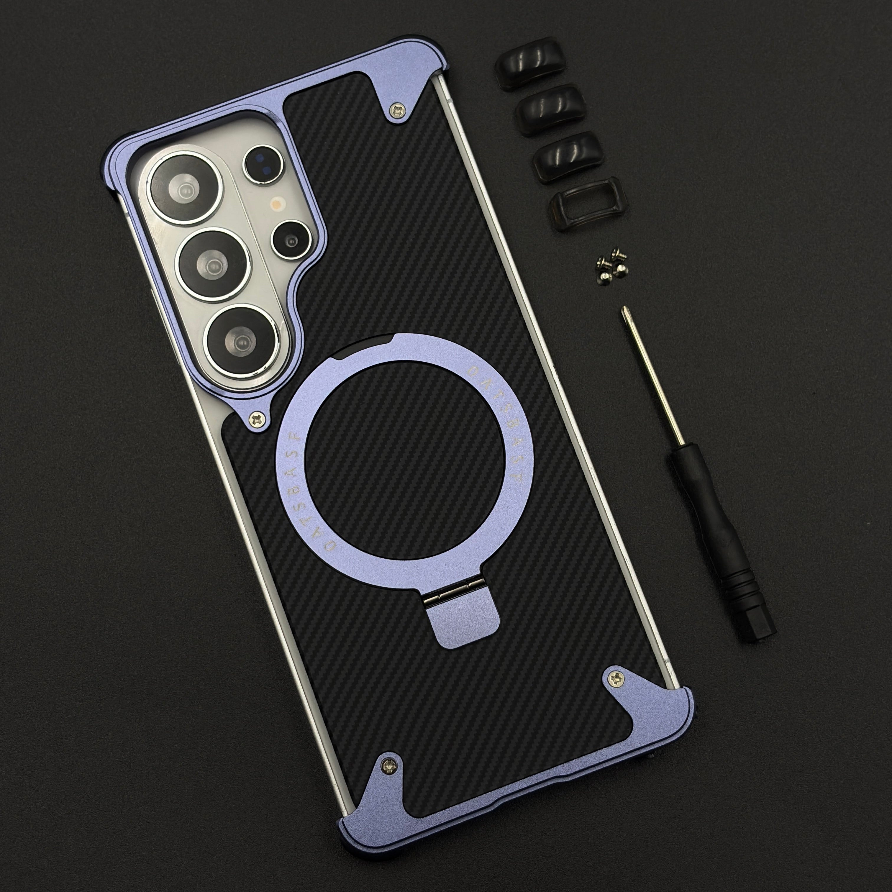 Carbon Fiber Metal Armor Magsafe Case Cover for Samsung Galaxy S26 Ultra