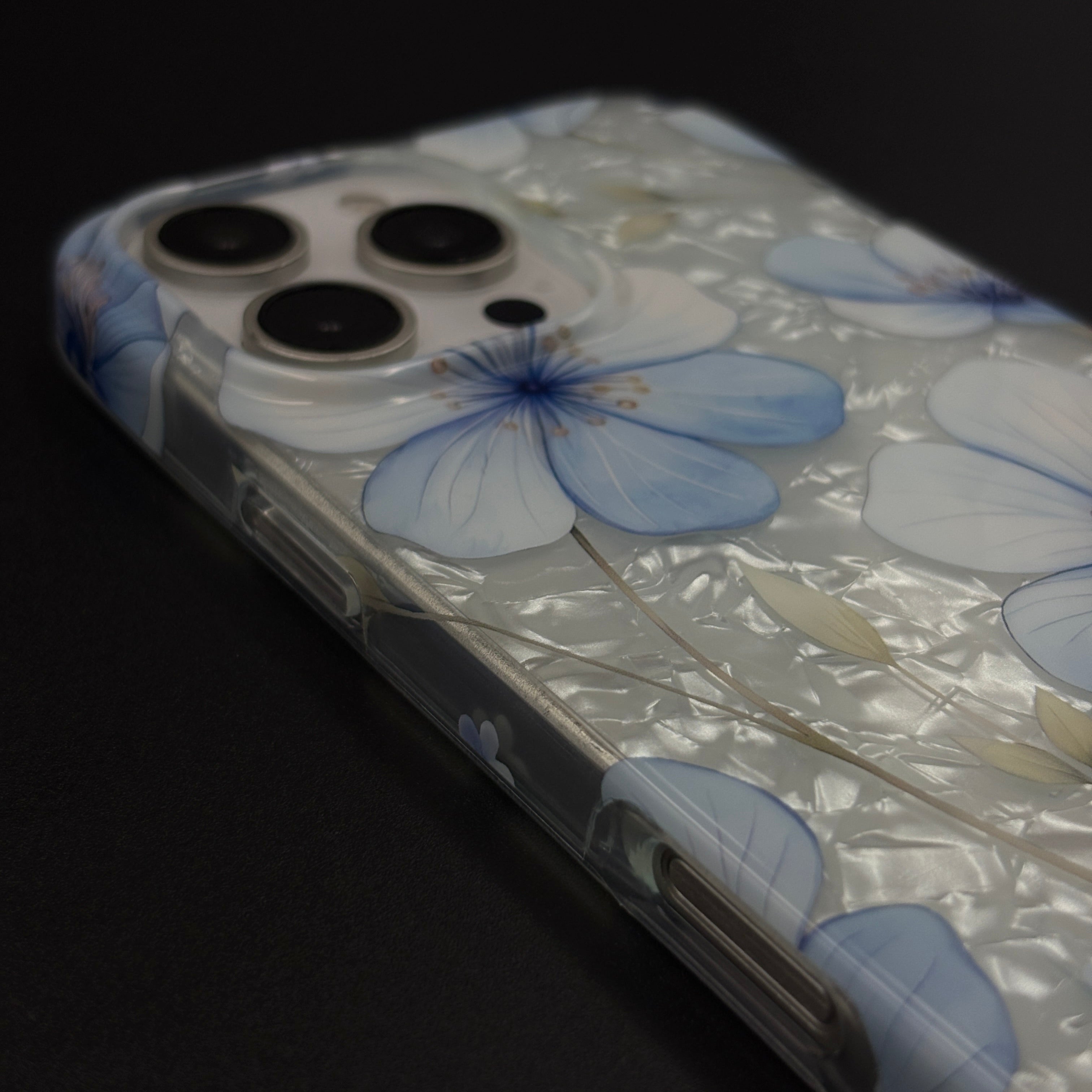Blue Bloom Pearl with Sling Mobile Case Cover for iPhone