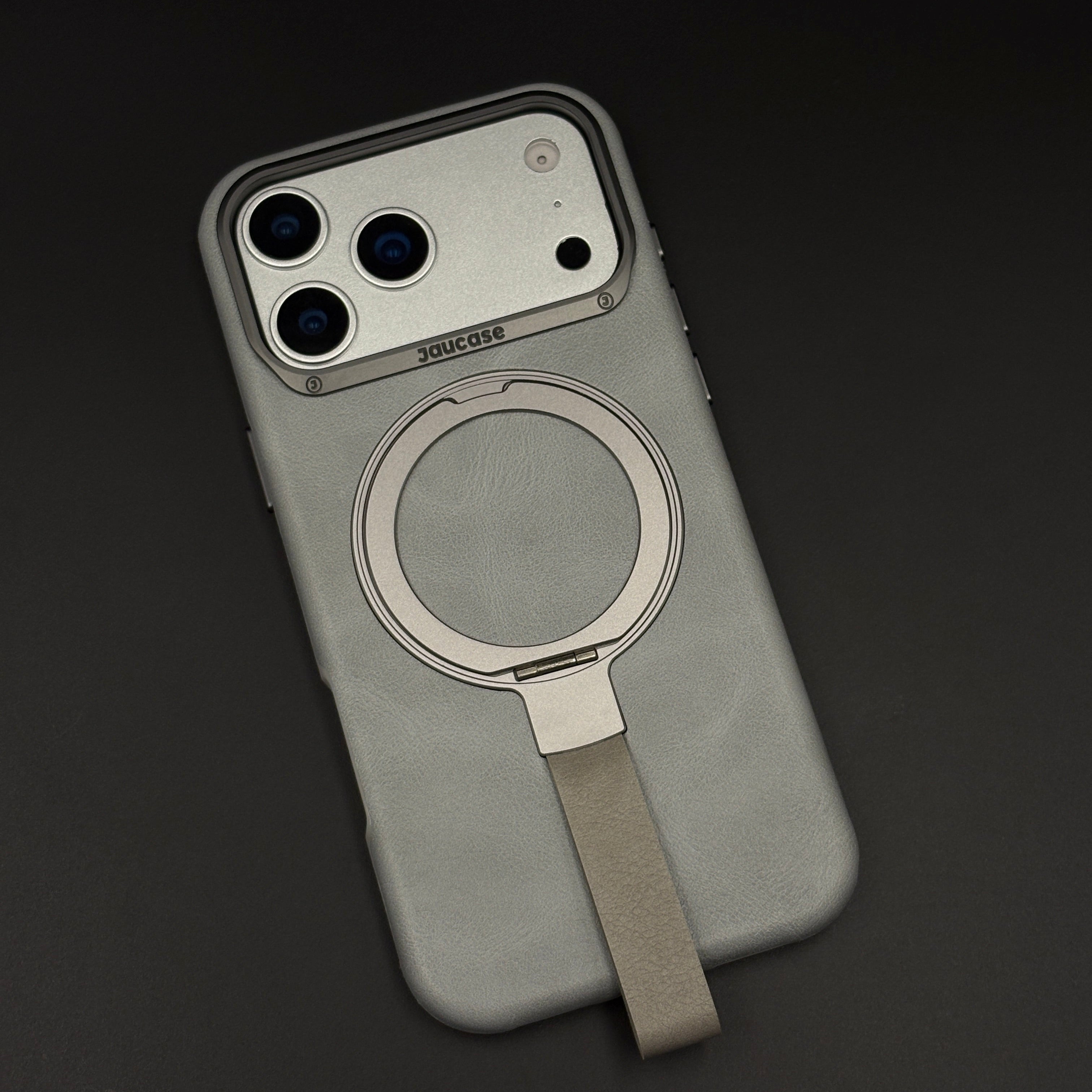Leather MagSafe Ring Stand Case with Strap for iPhone 17 Series | Slim Grip Holder Cover