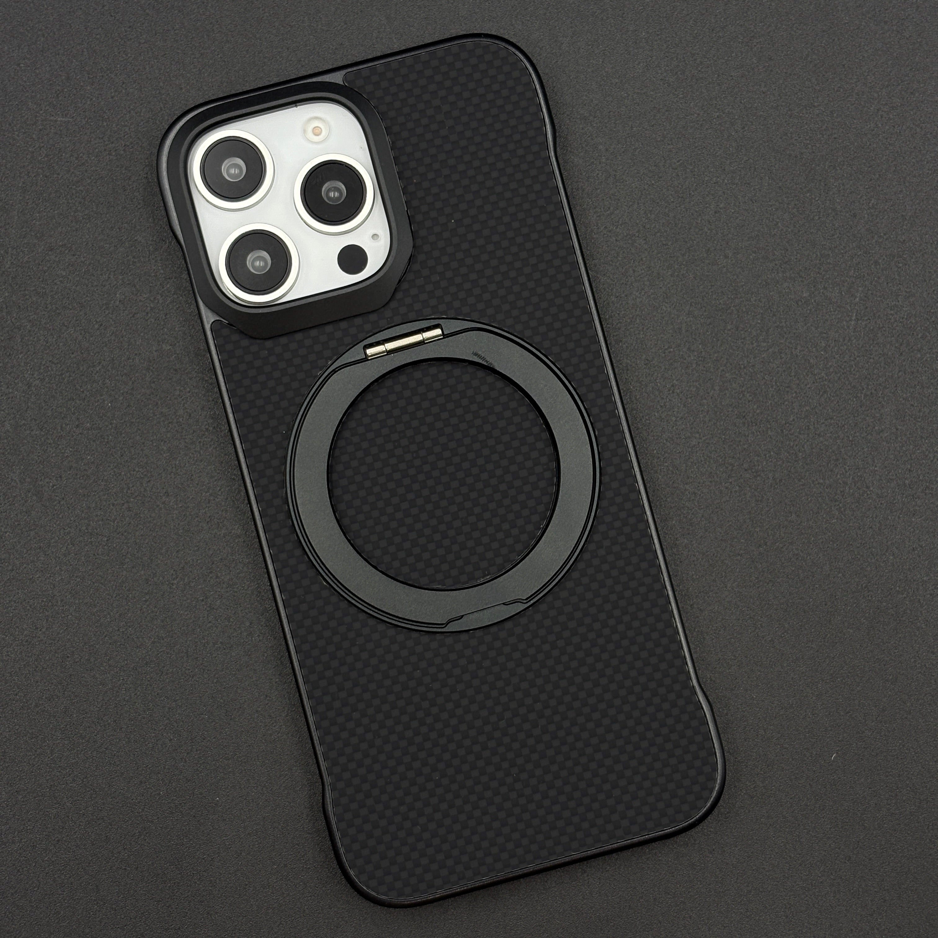 Carbon Fibre Metal Frame Case for iPhone Series | MagSafe Compatible Stand | Rugged Style Protection