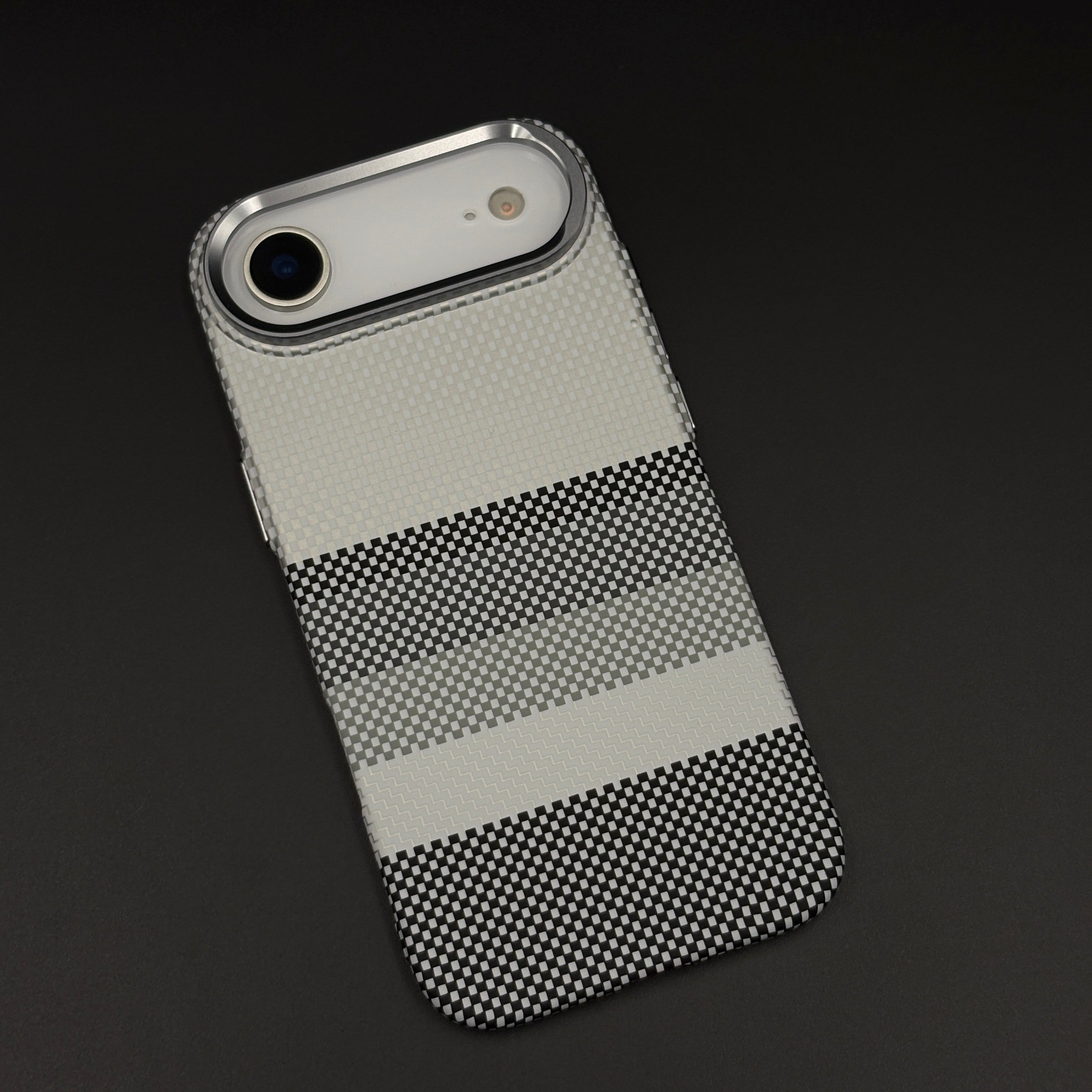 Gray Monochrome Stripe Case Slim Mobile Case Cover for iPhone 17 Air | Rare Aramid Texture Finish | Real Carbon Fibre Feel | Hidden MagSafe