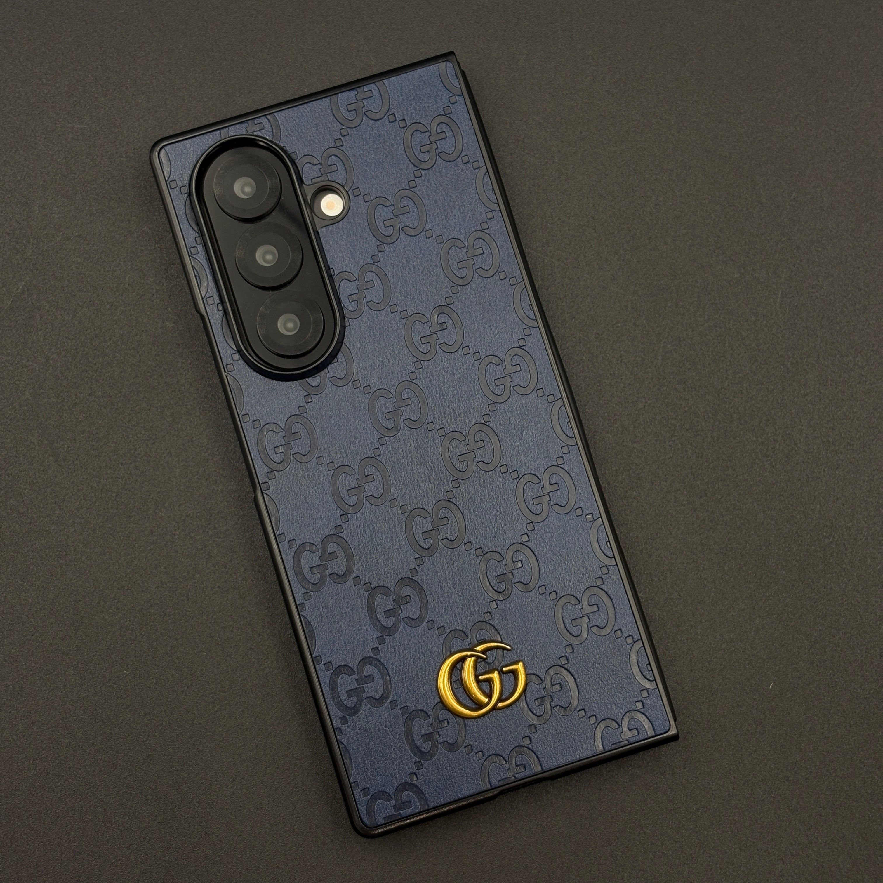 Luxury GG Pattern Leather Feel Case for Samsung Galaxy Z Fold 7 | Designer-Inspired Premium Back Cover