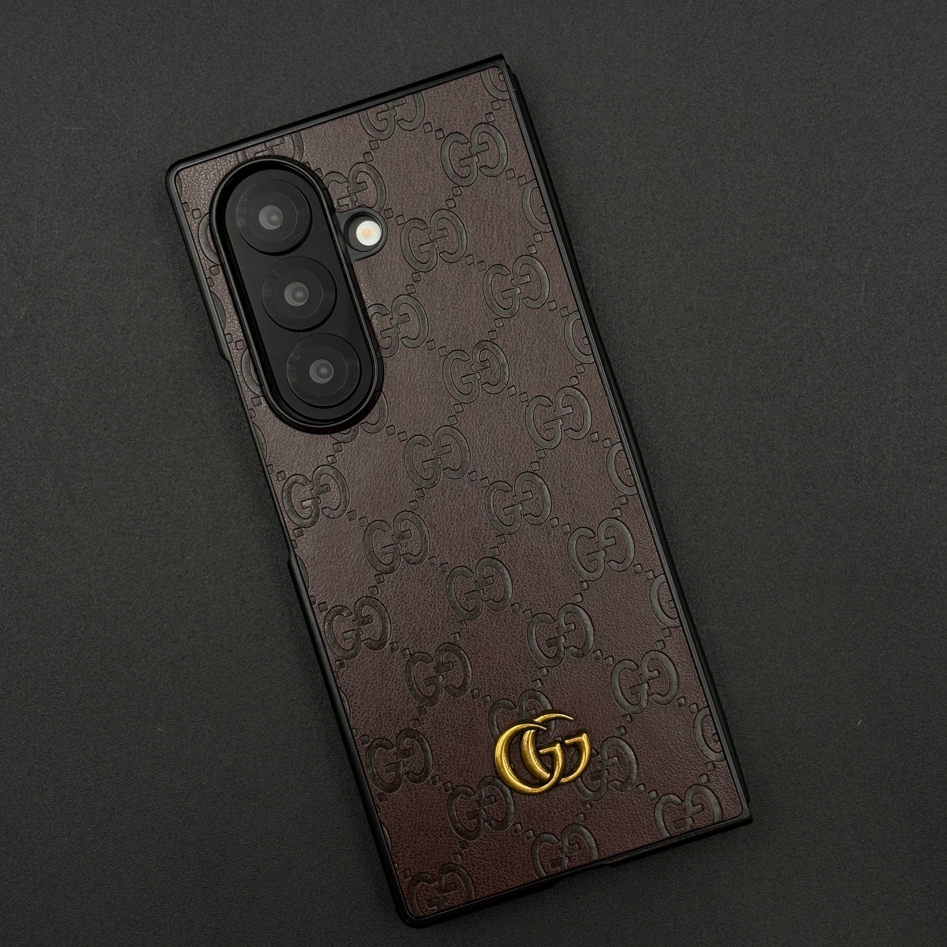 Luxury GG Pattern Leather Feel Case for Samsung Galaxy Z Fold 5 | Designer-Inspired Premium Back Cover