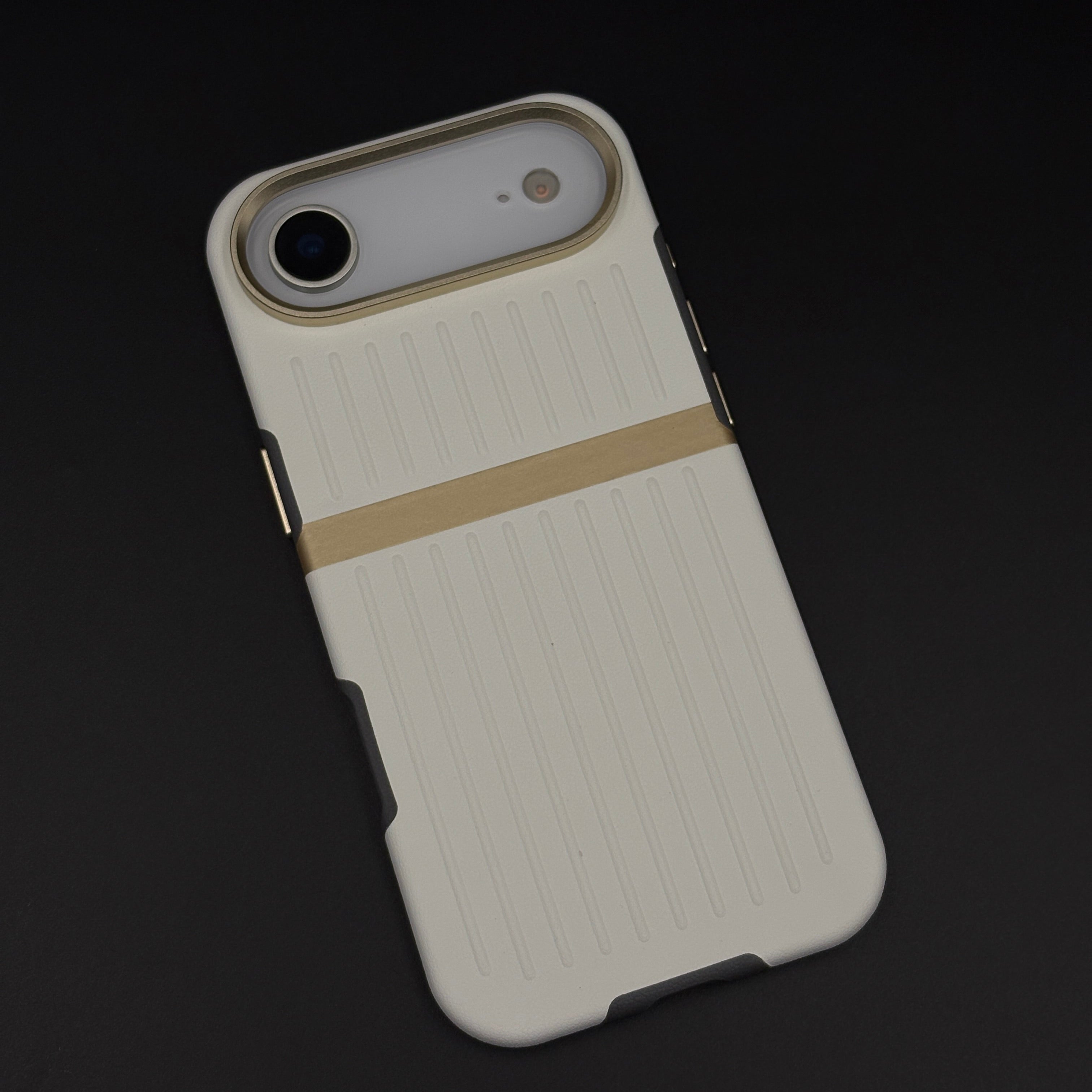 Striped Grip Hidden MagSafe Leather Case for iPhone 17 Air | Premium Camera Frame Back Cover