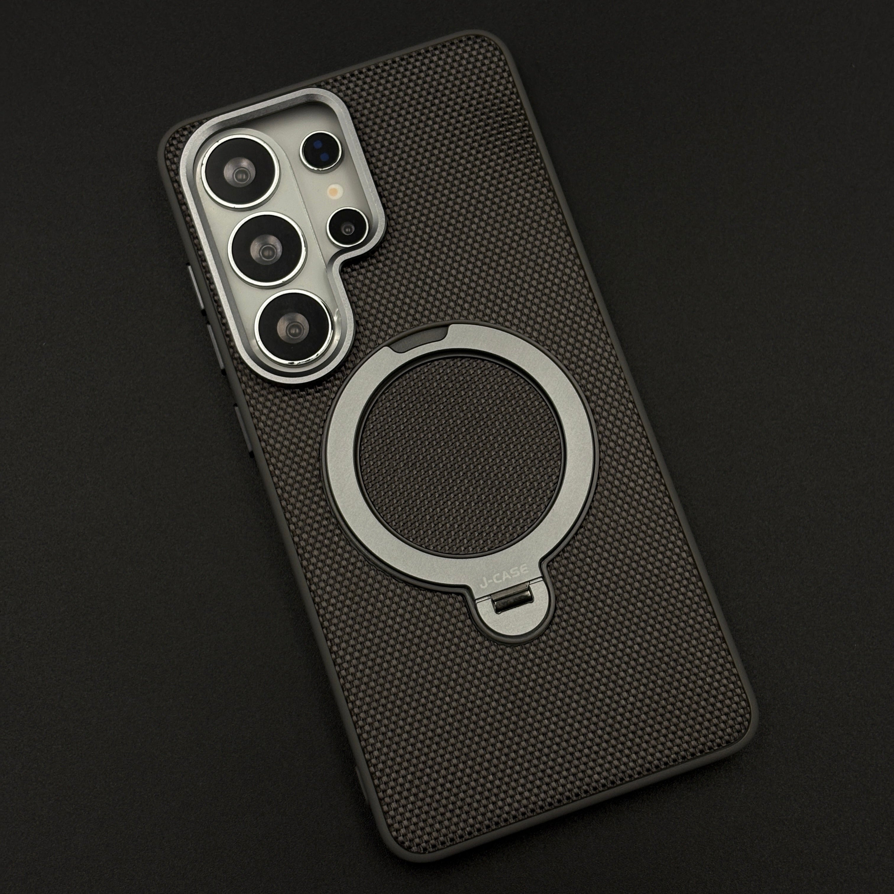 Dotted Carbon Texture Metal Stand MagSafe Case for Samsung Galaxy S26 Ultra