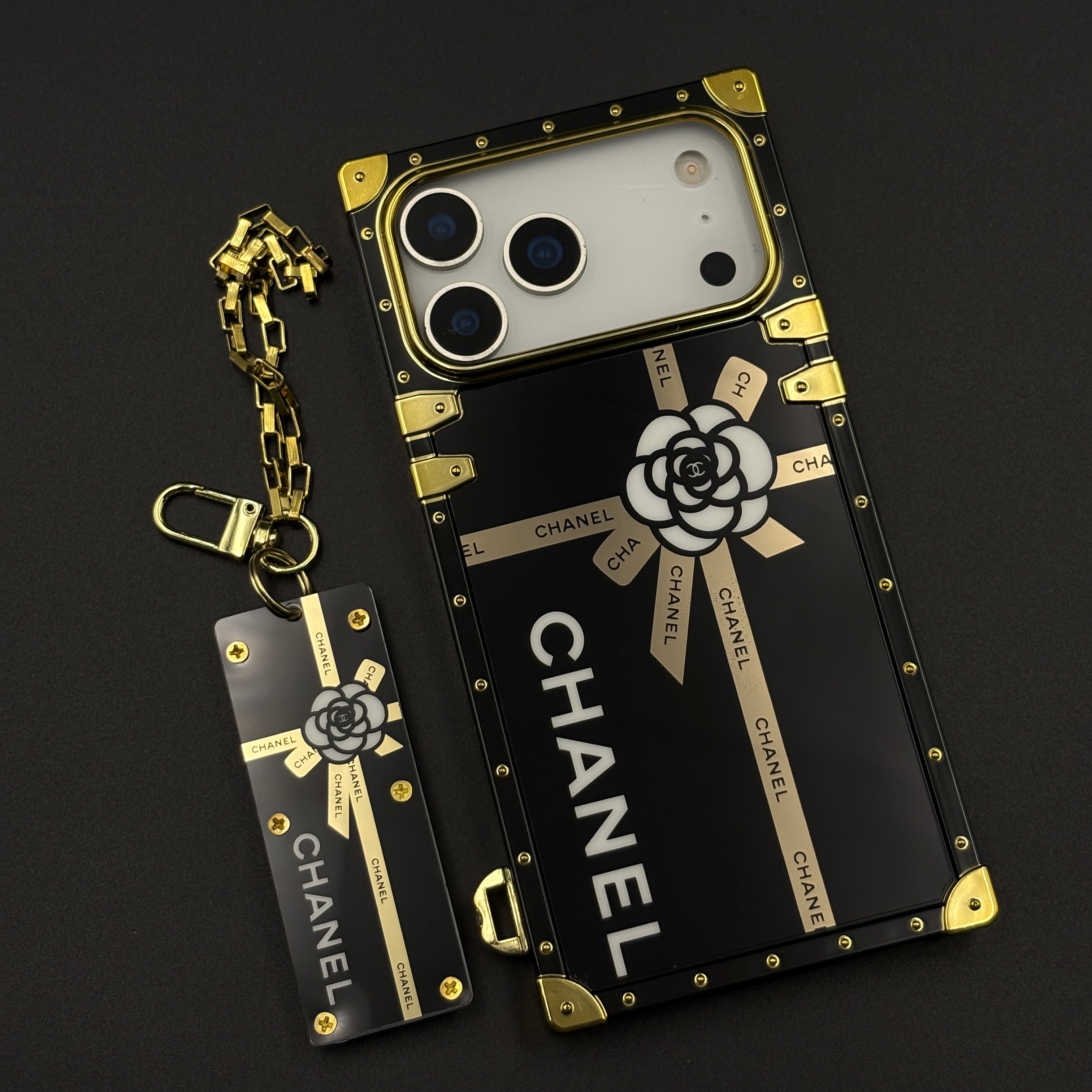 Luxury CC Square Trunk Case with Chain for iPhone 17 Series